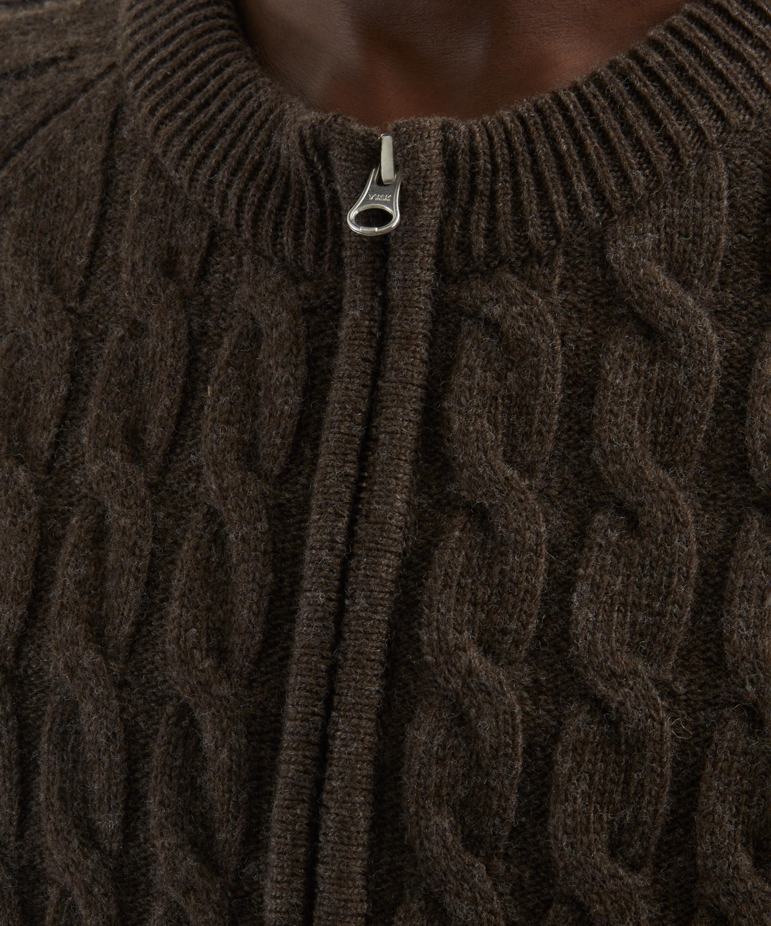 mfpen - Brown Cable-Knit Editor Zip Jumper image number 4