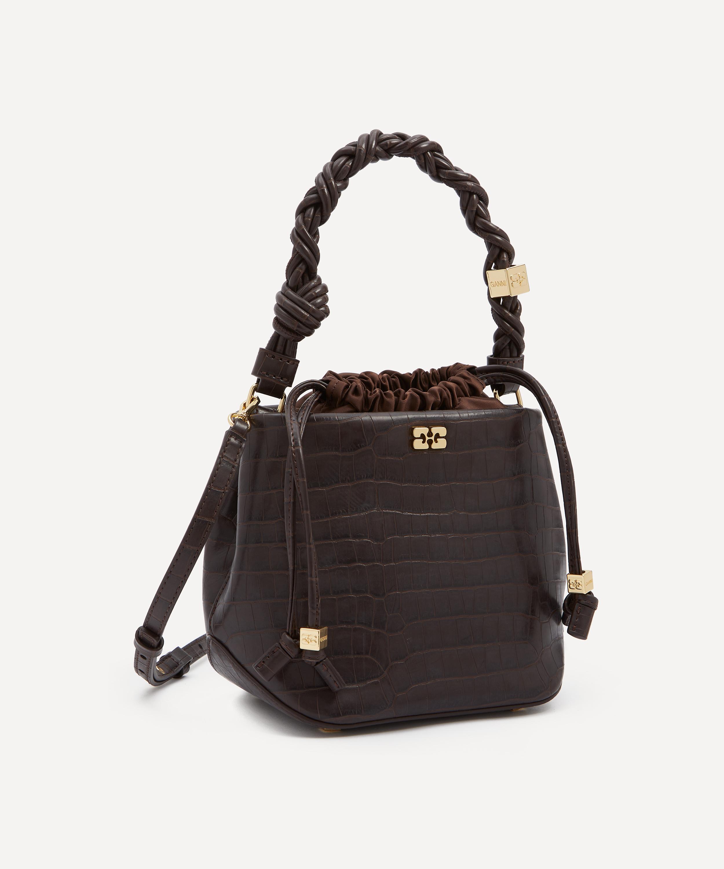 Ganni - Brown Croco Bou Bucket Bag image number 2