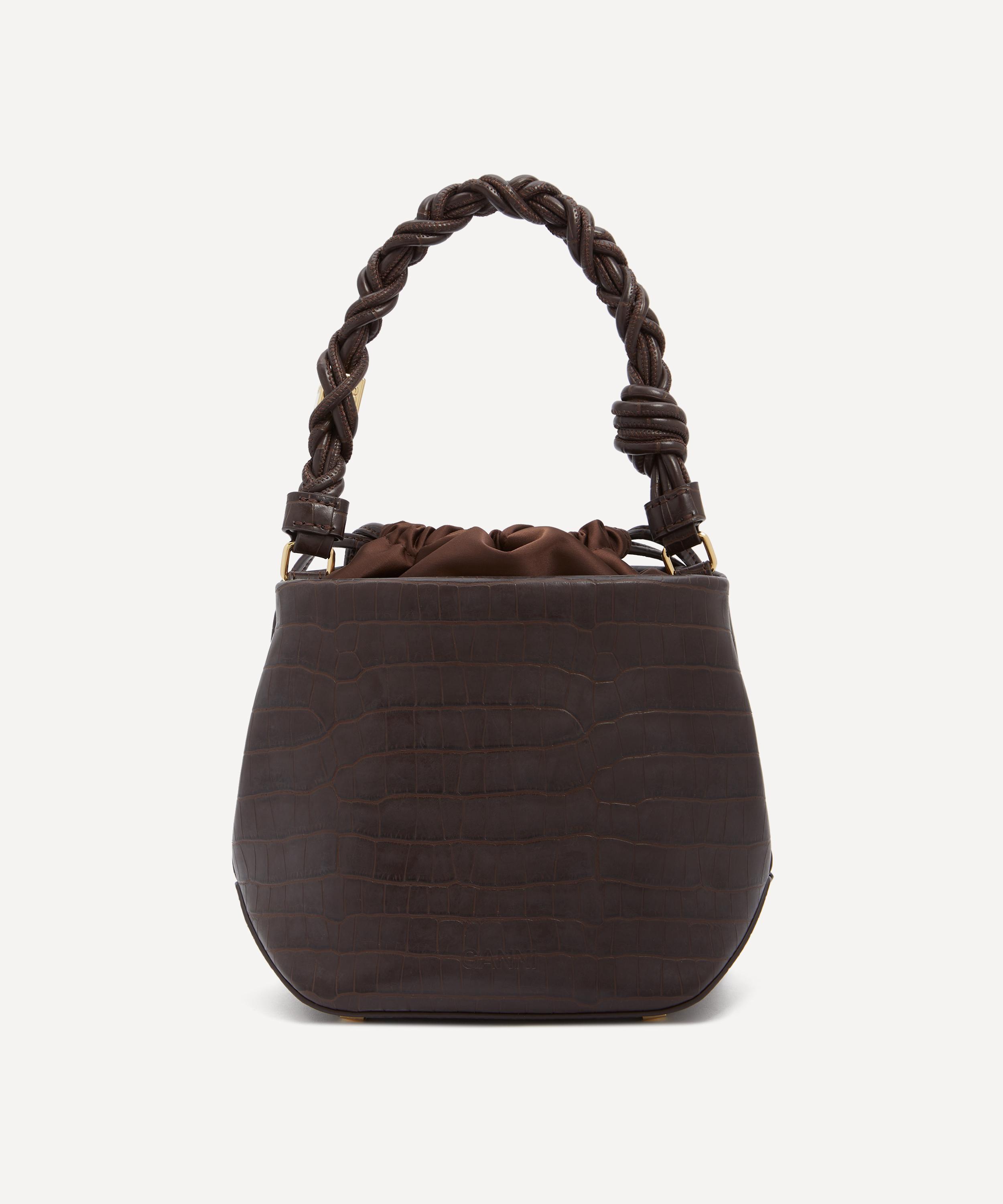 Ganni - Brown Croco Bou Bucket Bag image number 3