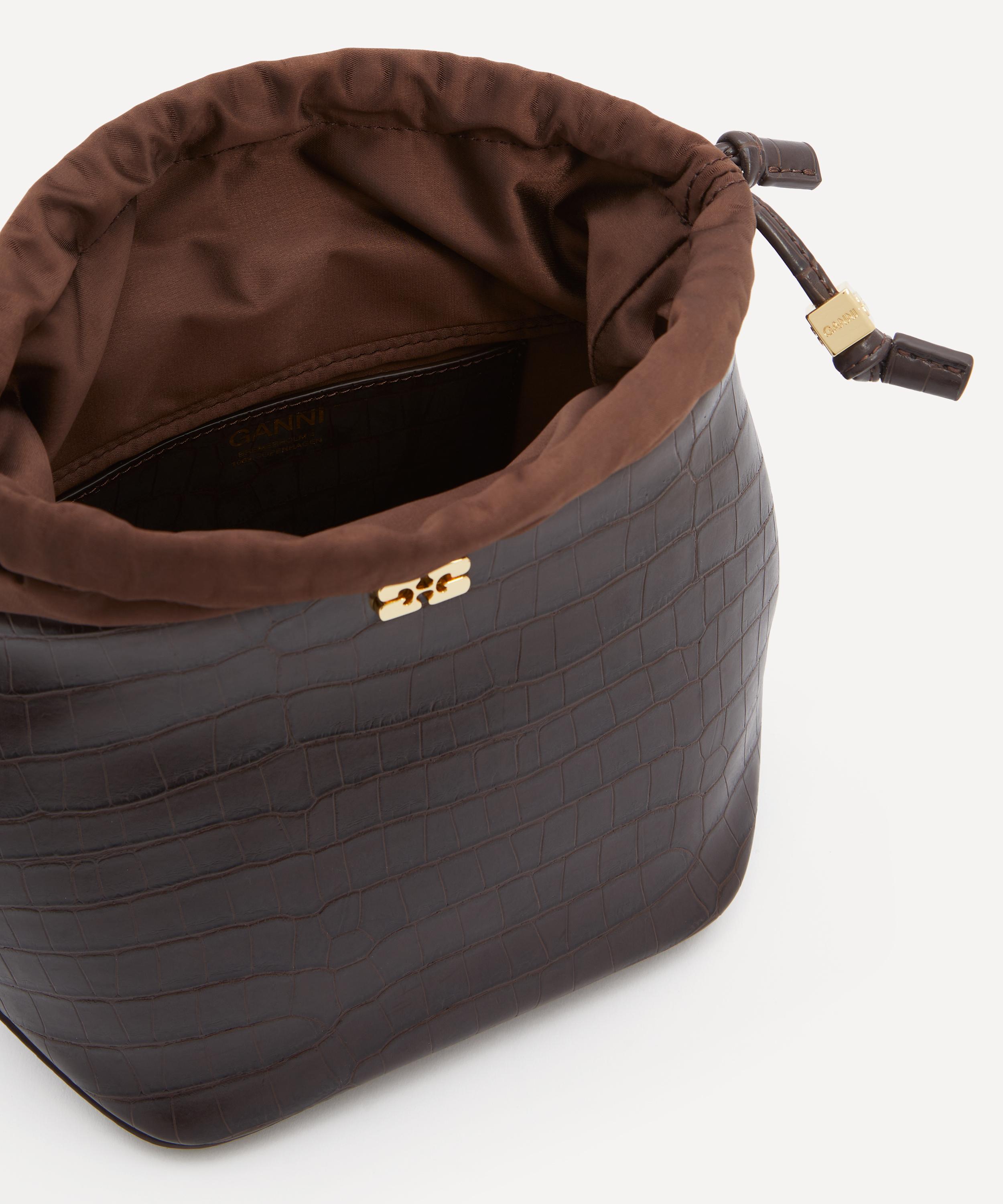 Ganni - Brown Croco Bou Bucket Bag image number 5