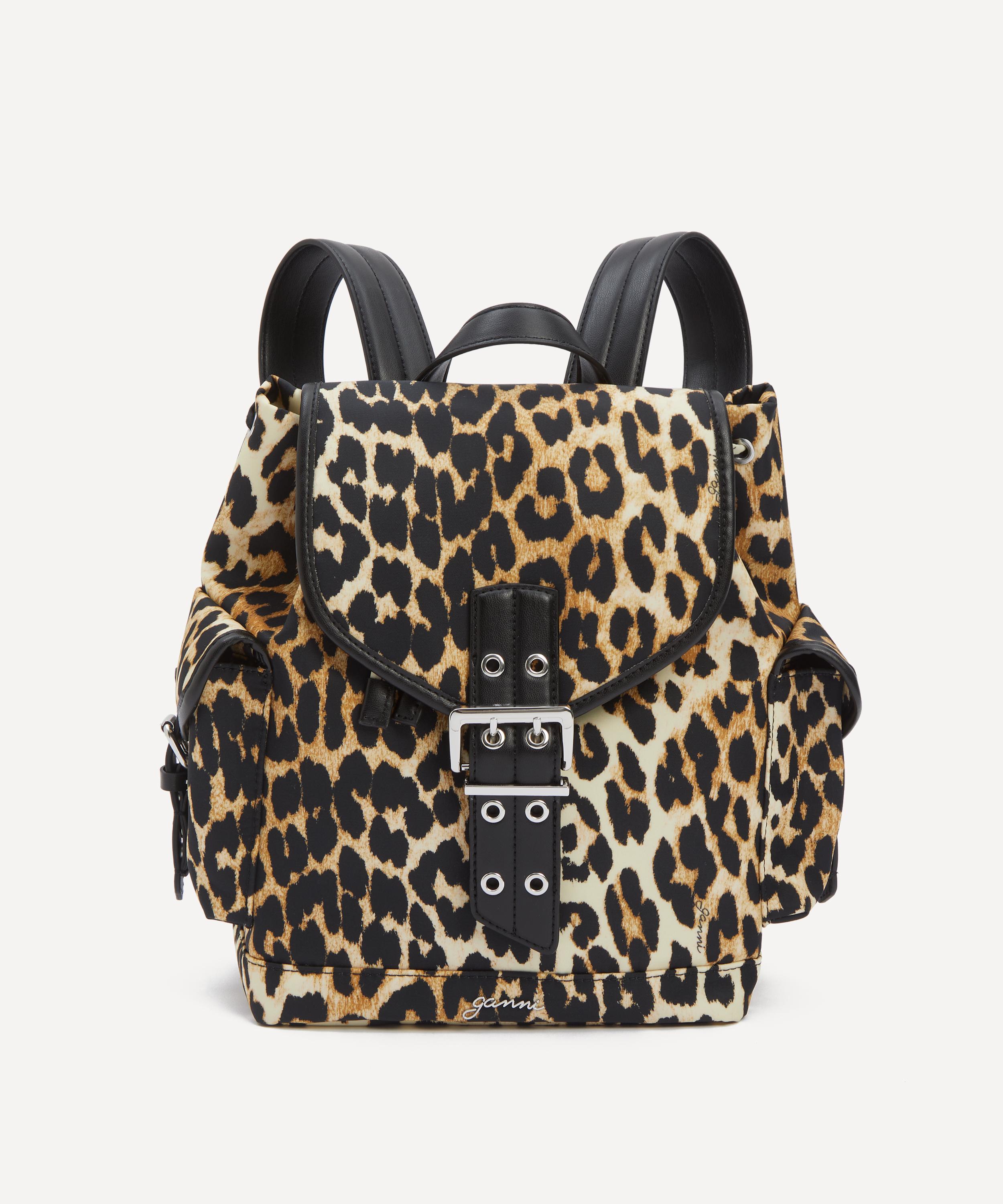 Ganni - Small Leopard Nylon Bucky Backpack image number 0