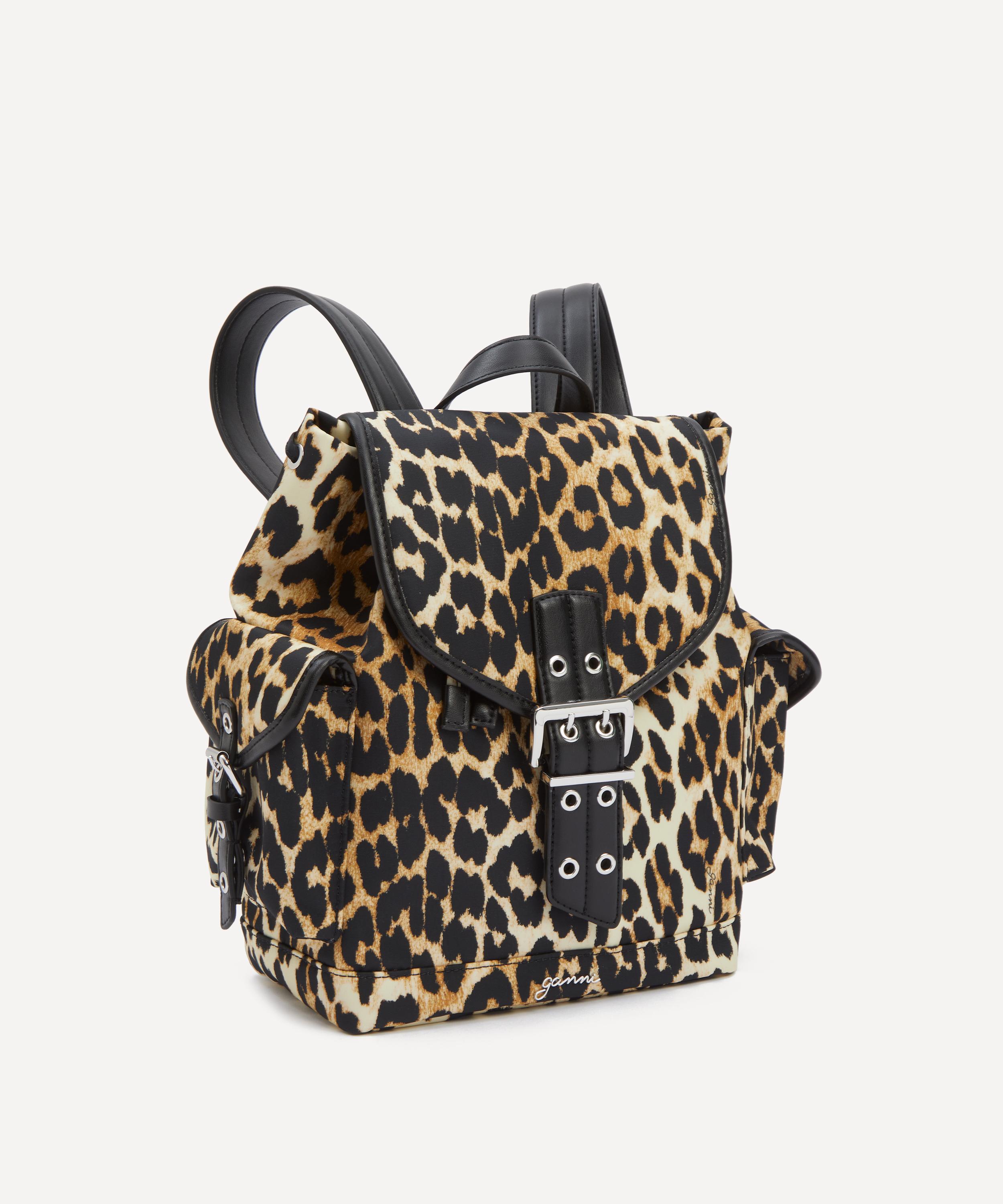 Ganni - Small Leopard Nylon Bucky Backpack image number 2