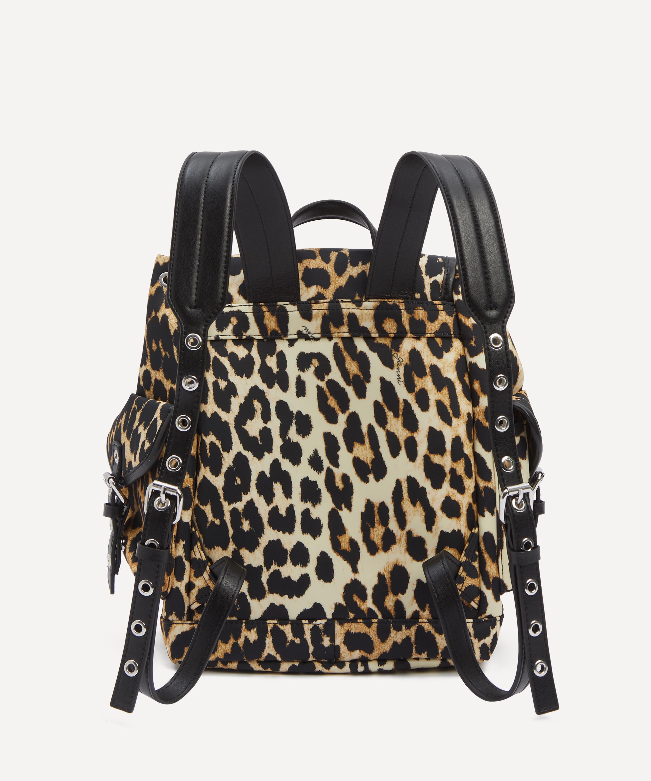 Ganni - Small Leopard Nylon Bucky Backpack image number 3