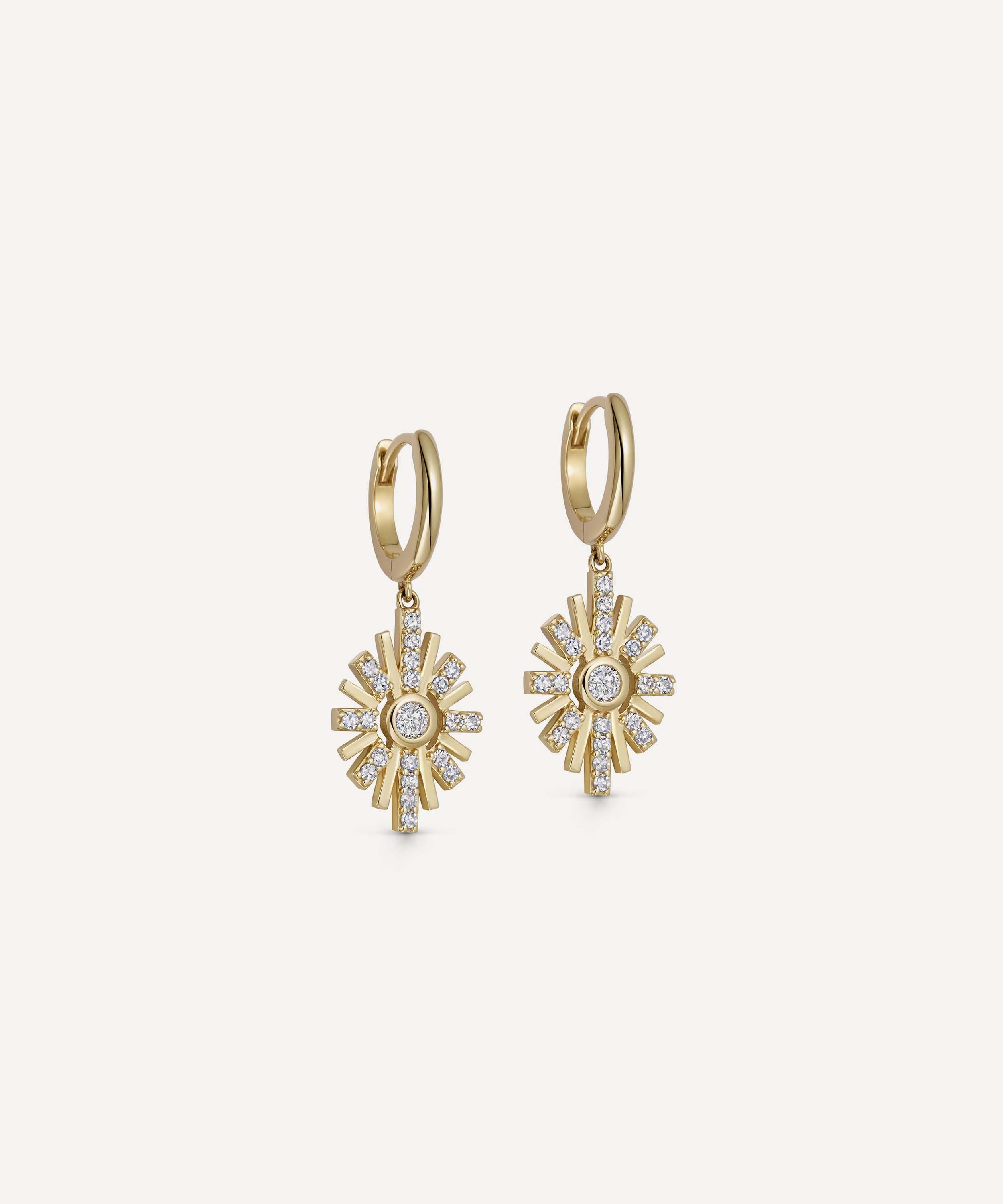 Astley Clarke - 14ct Gold Atomic Diamond Drop Hoop Earrings image number 0