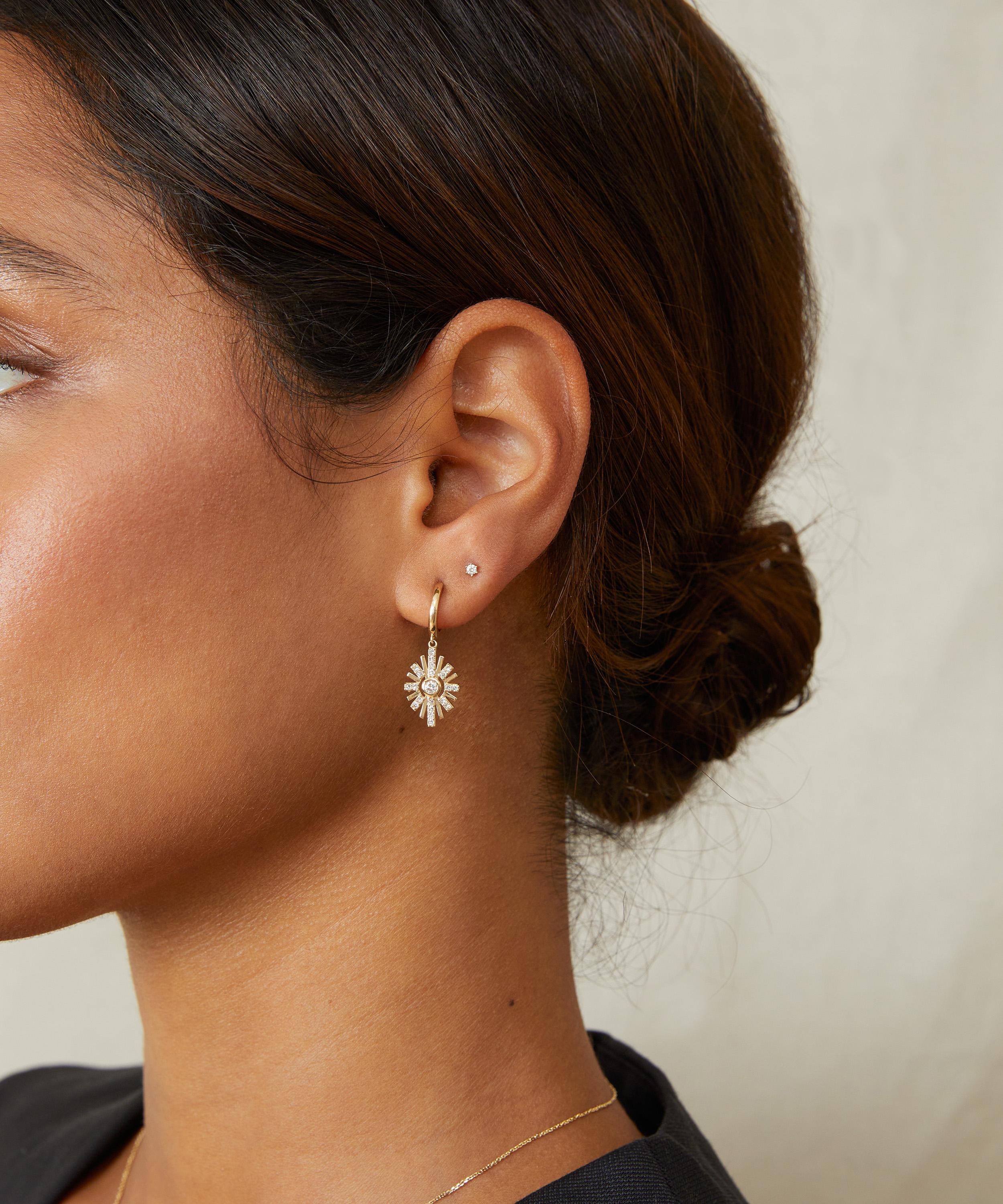 Astley Clarke - 14ct Gold Atomic Diamond Drop Hoop Earrings image number 1