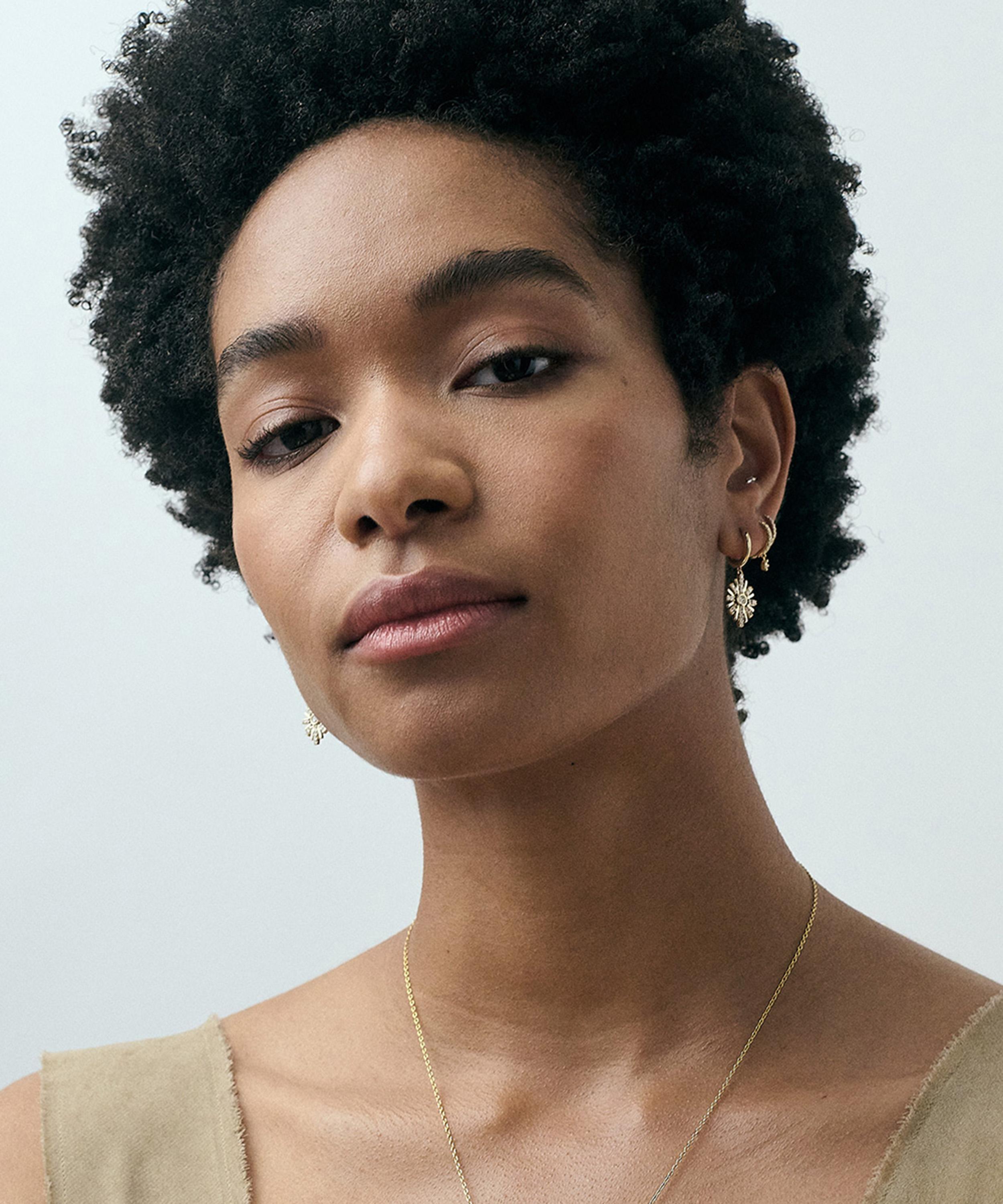 Astley Clarke - 14ct Gold Atomic Diamond Drop Hoop Earrings image number 3