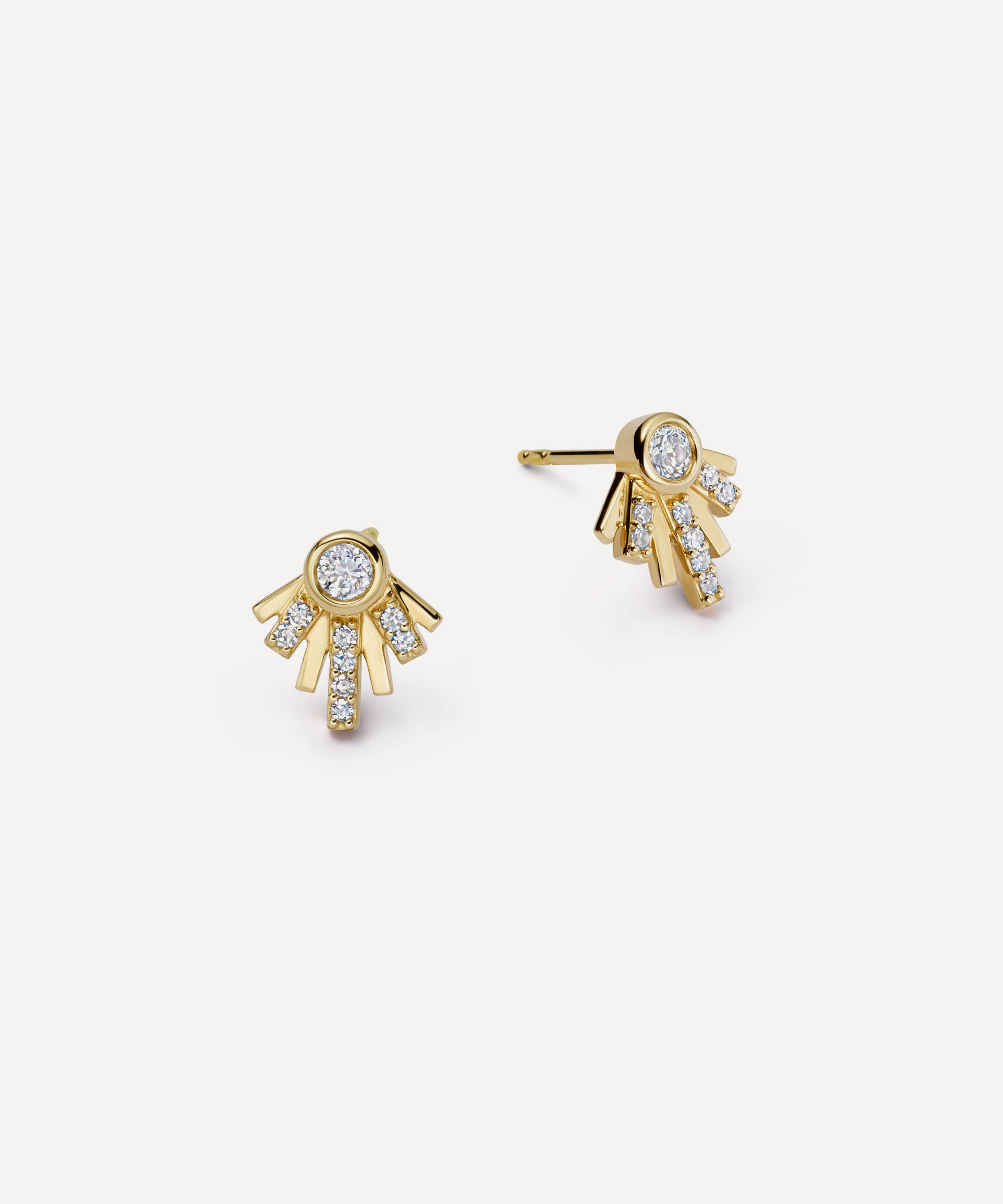 Astley Clarke - 14ct Gold Atomic Diamond Stud Earrings