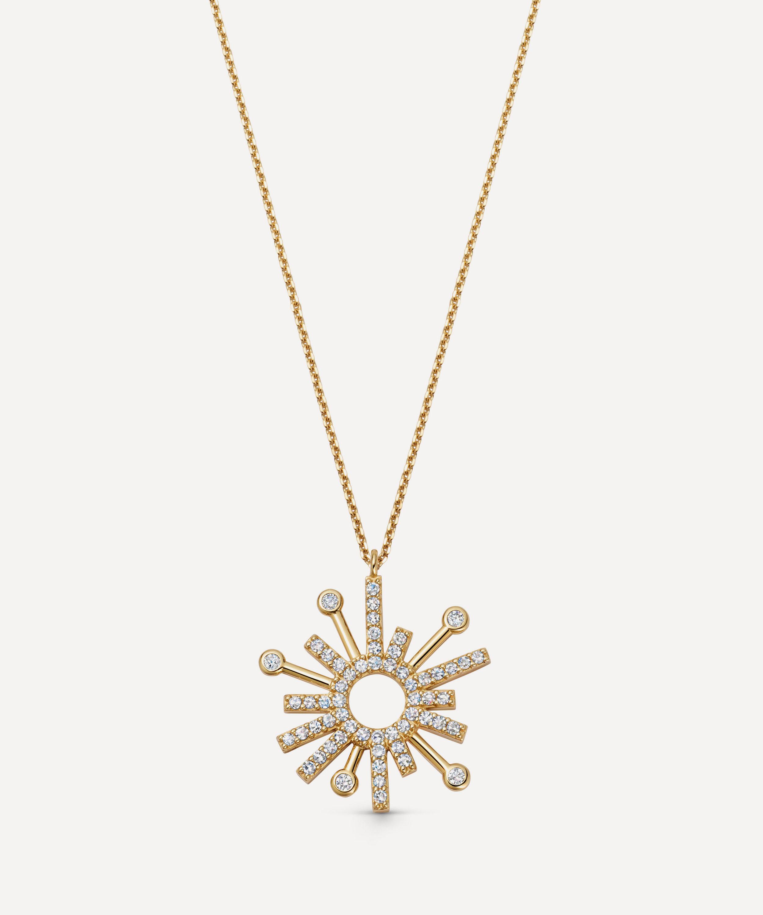 Astley Clarke - 14ct Gold Nova Diamond Drop Pendant Necklace image number 0