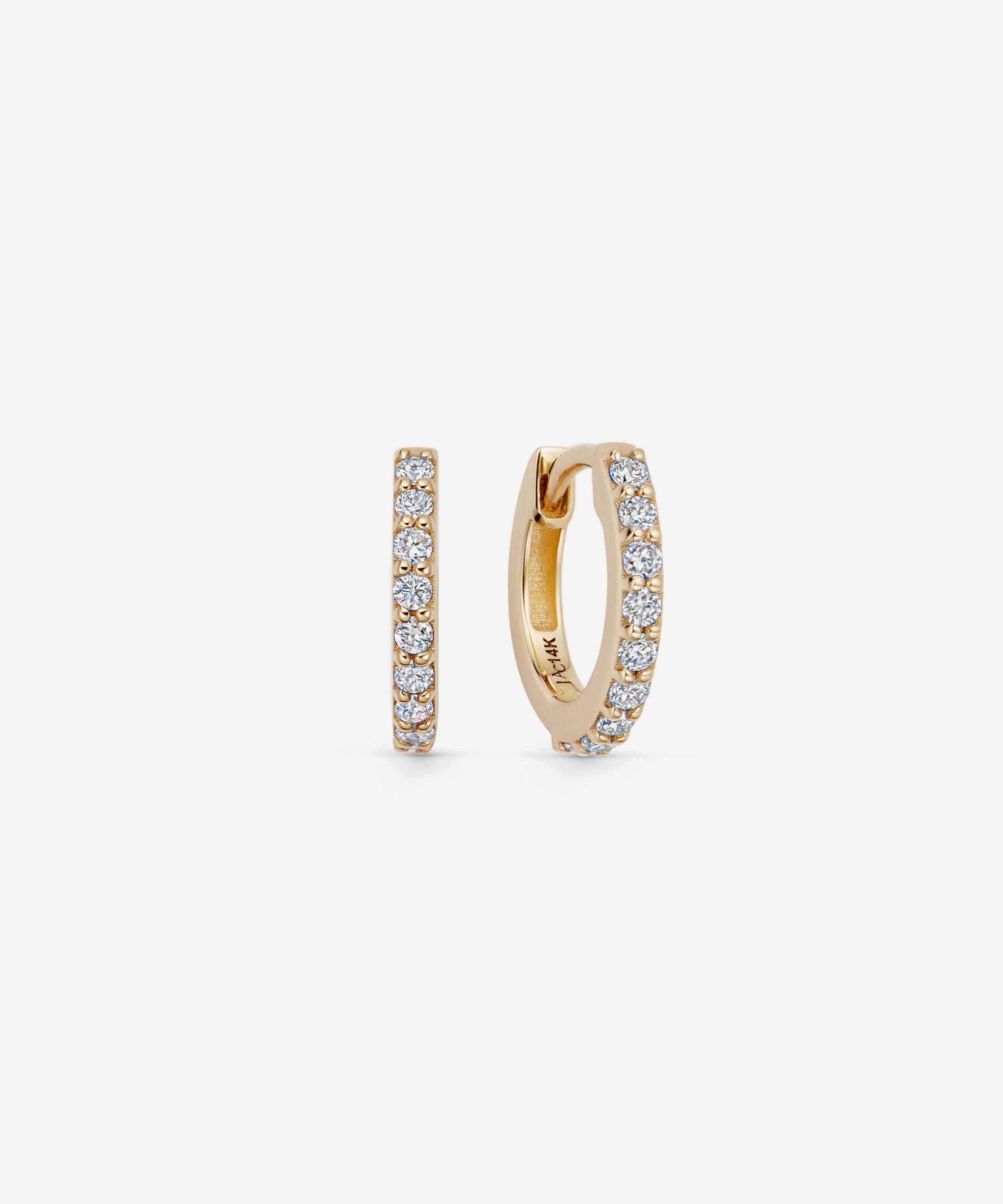 Astley Clarke - 14ct Gold Halo Huggie Hoop Earrings