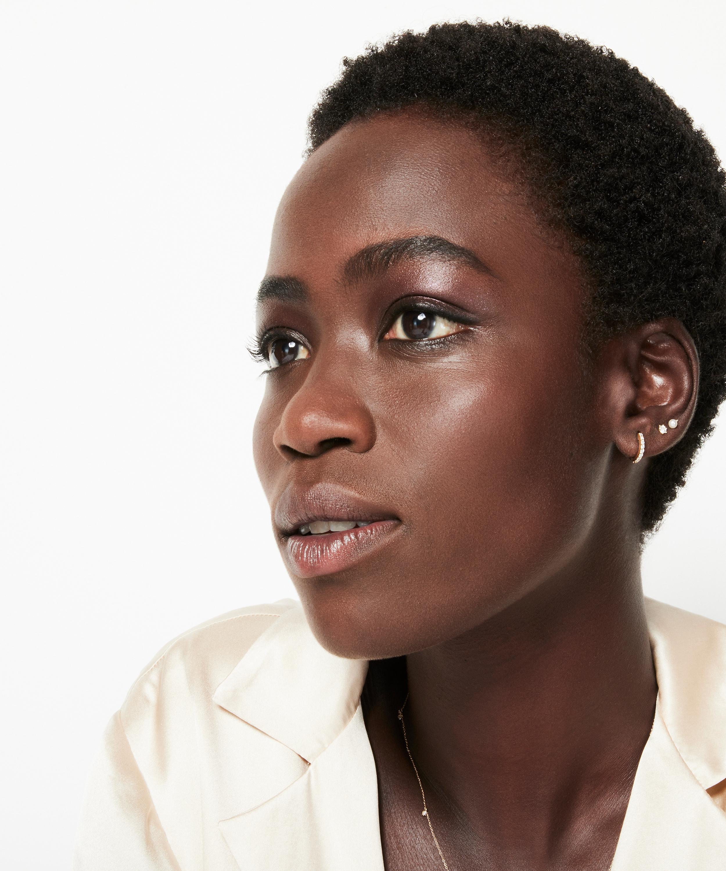 Astley Clarke - 14ct Gold Halo Huggie Hoop Earrings image number 1