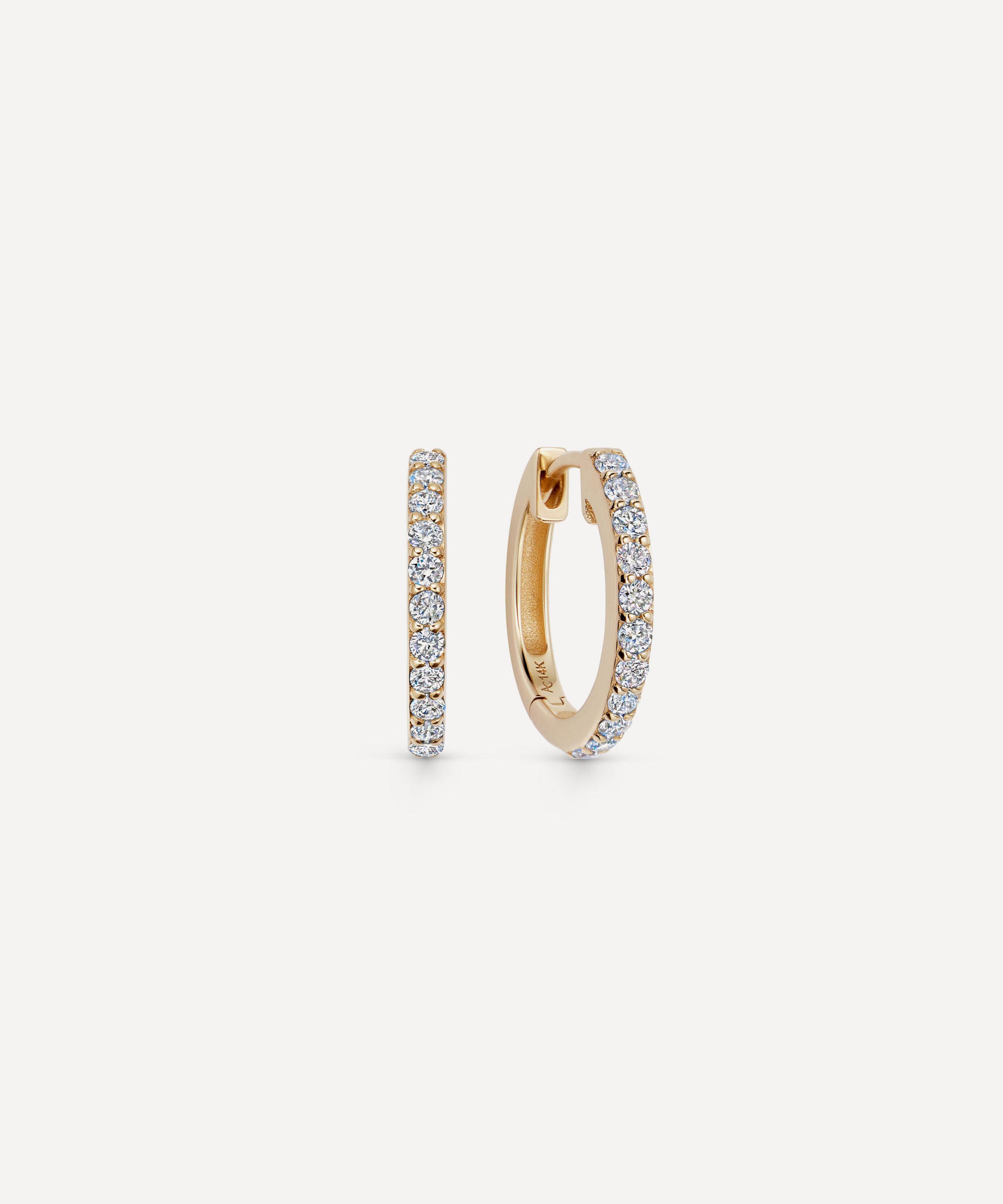 Astley Clarke - 14ct Gold Medium Halo Huggie Hoop Earrings