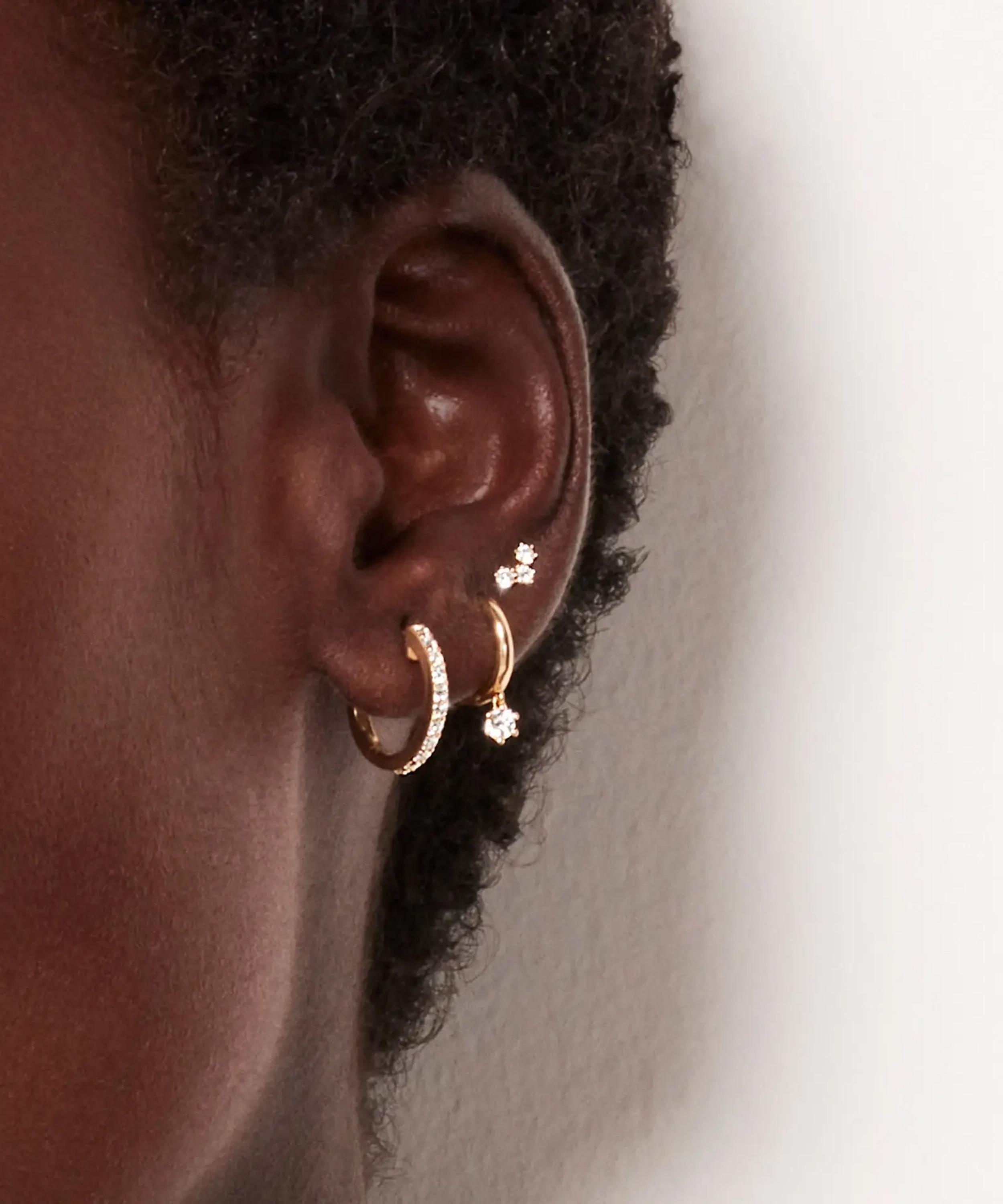 Astley Clarke - 14ct Solid White Gold Halo Medium Lab Grown Diamond Hoop Earrings image number 1