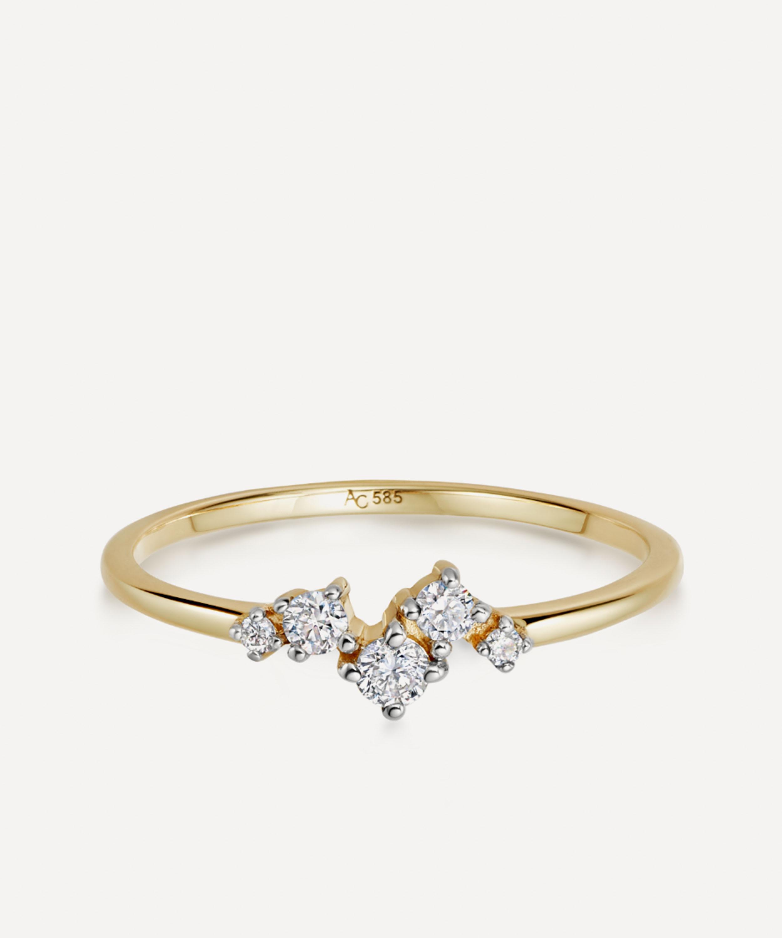 Astley Clarke - 14ct Gold Diamond Cluster Promise Ring image number 0