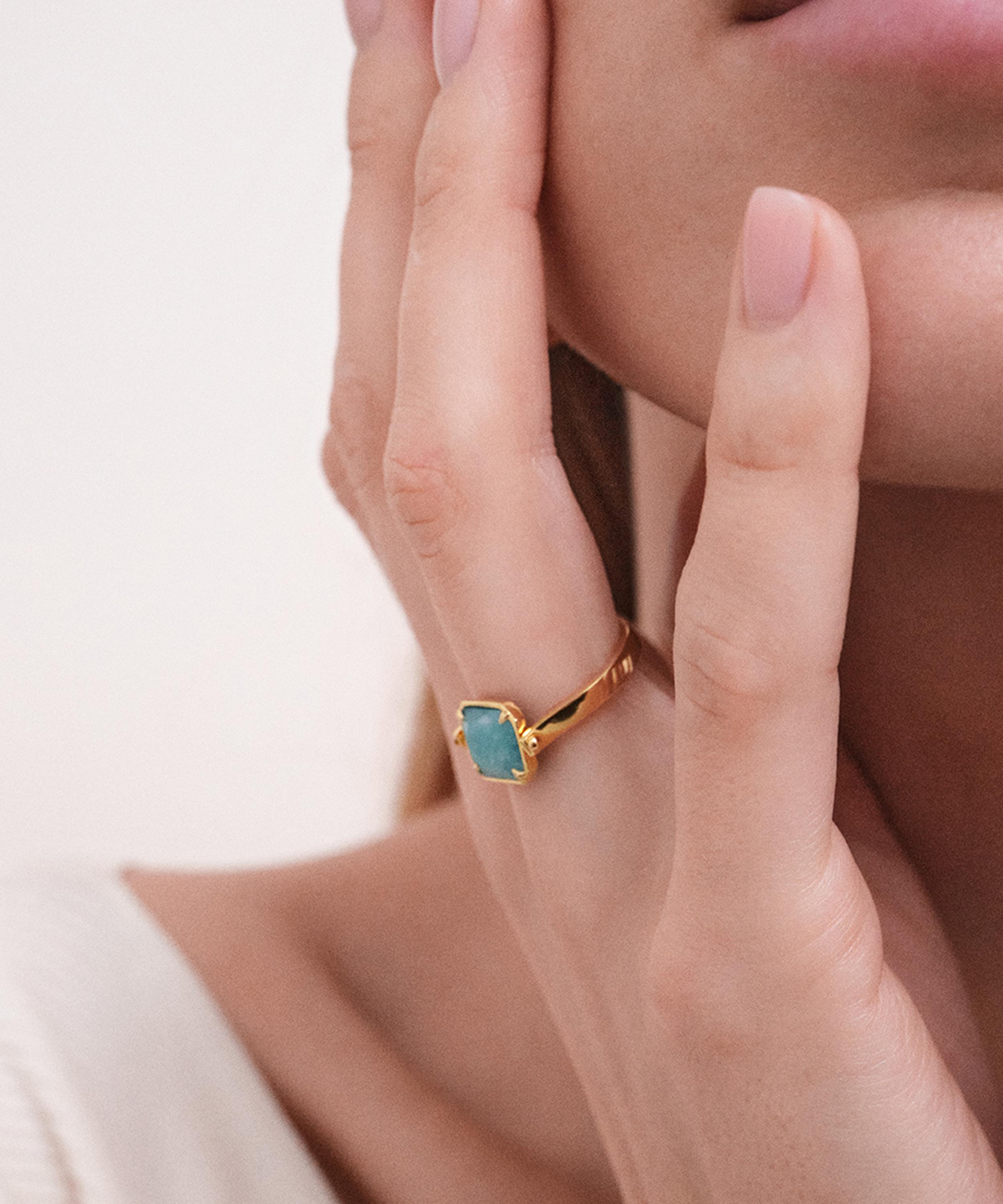 Astley Clarke - Gold Deco Mother of Pearl and Amazonite Spinner Ring image number 1