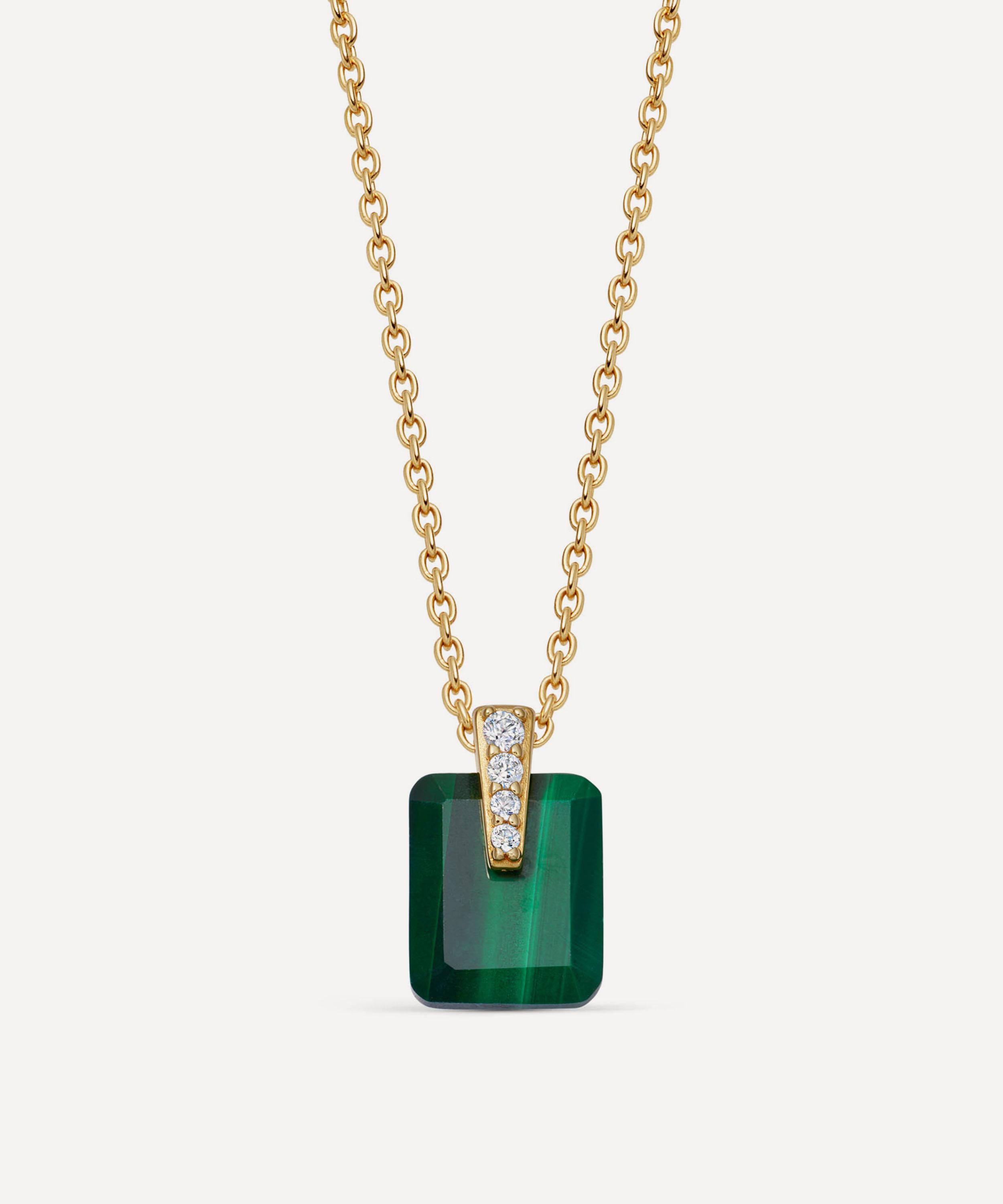 Astley Clarke - Gold Deco Malachite Pendant Necklace image number 0