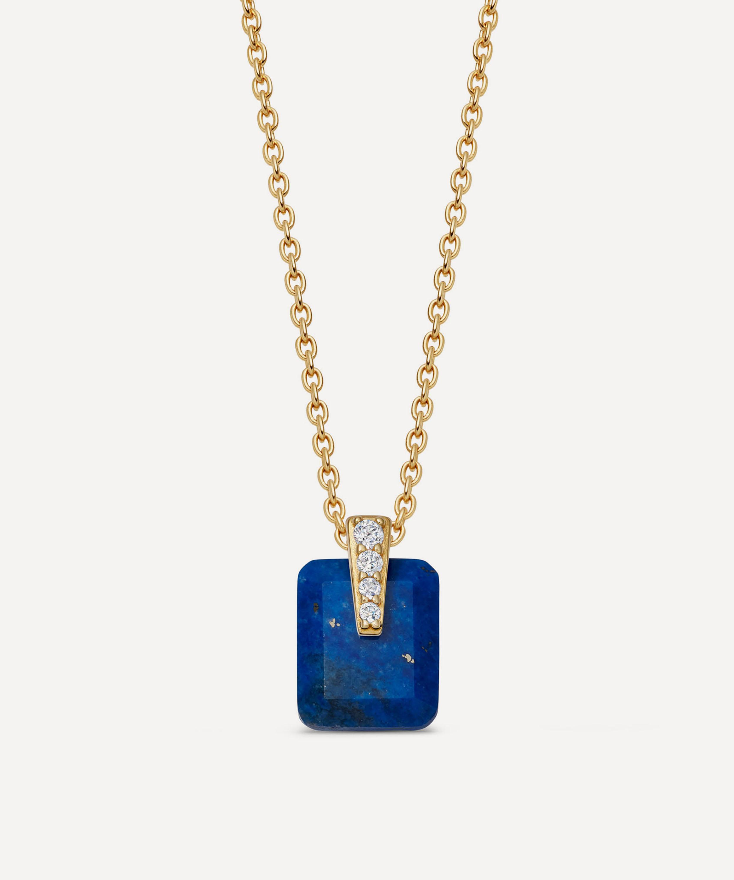 Astley Clarke - Gold Deco Lapis Pendant Necklace image number 0