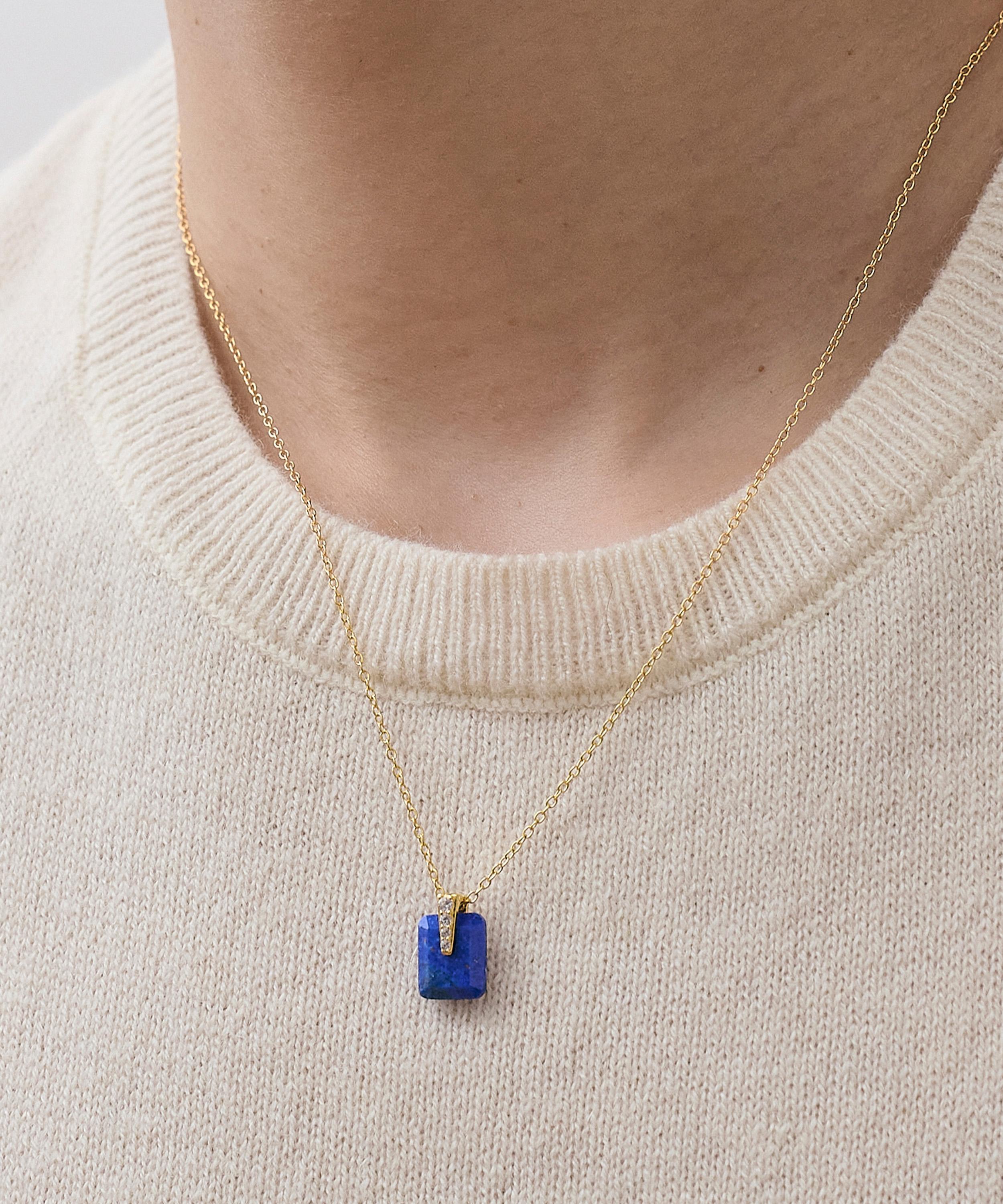 Astley Clarke - Gold Deco Lapis Pendant Necklace image number 1