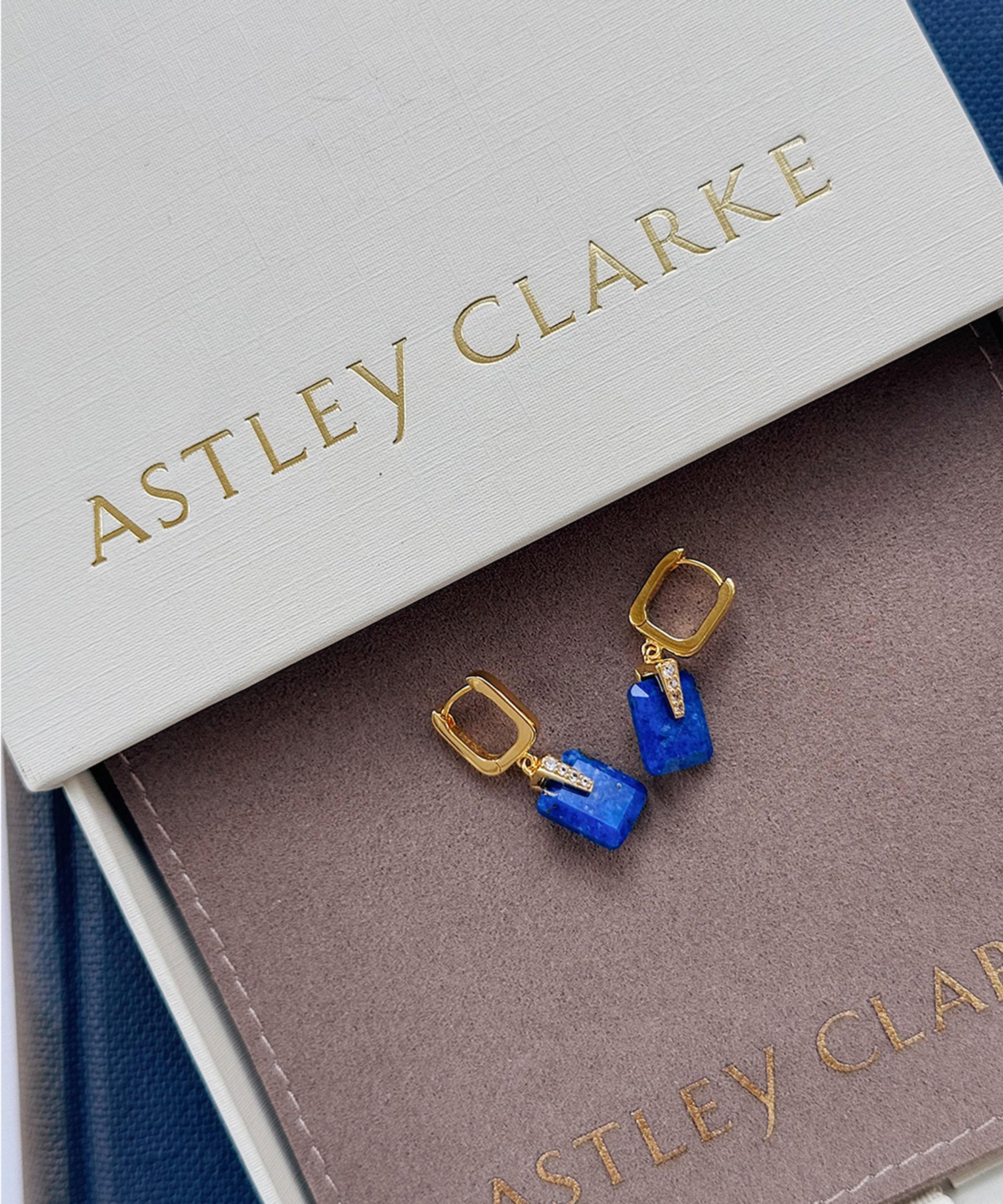 Astley Clarke - Gold Deco Lapis Huggie Drop Earrings image number 3