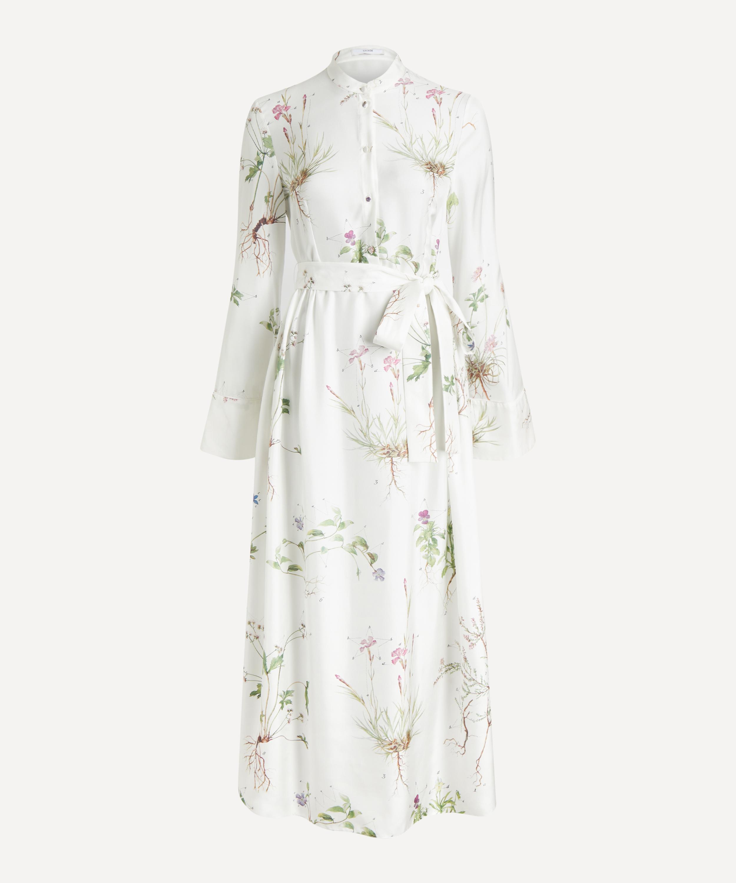 Erdem - Long-Sleeve Silk Twill Midi Dress