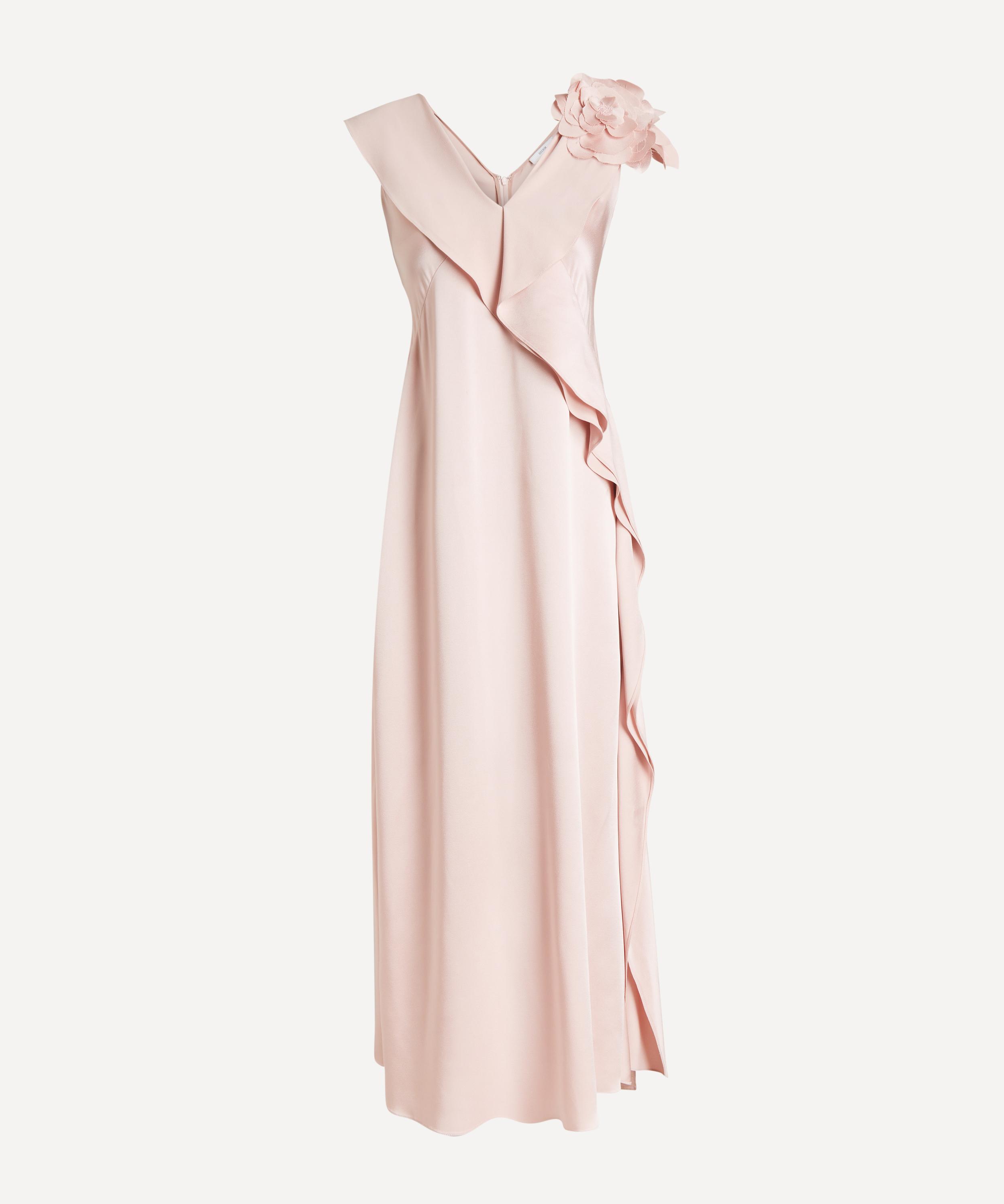 Erdem - Floral Appliqu&eacute; Satin Cady Midi Dress