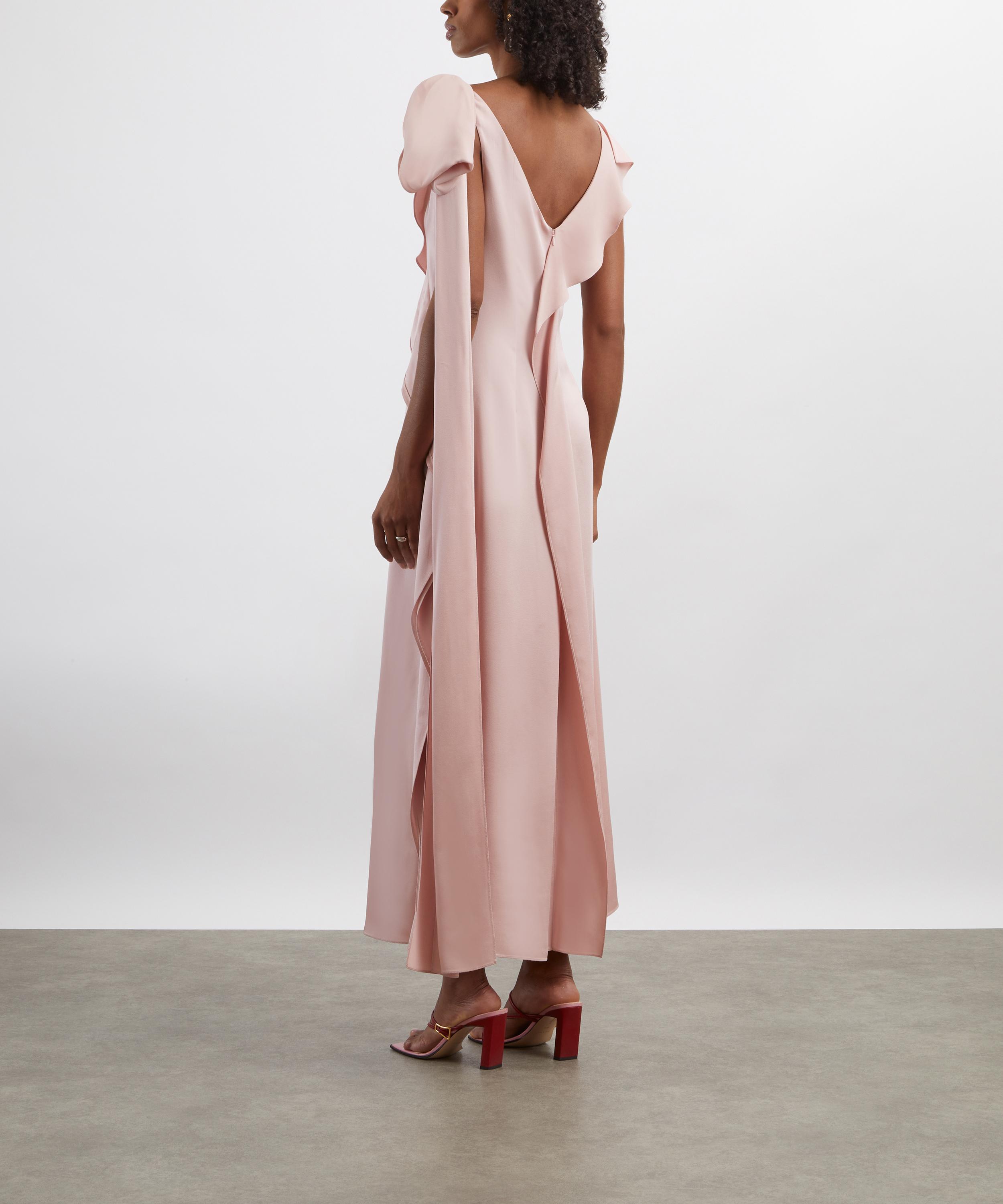 Erdem - Floral Appliqu&eacute; Satin Cady Midi Dress image number 3