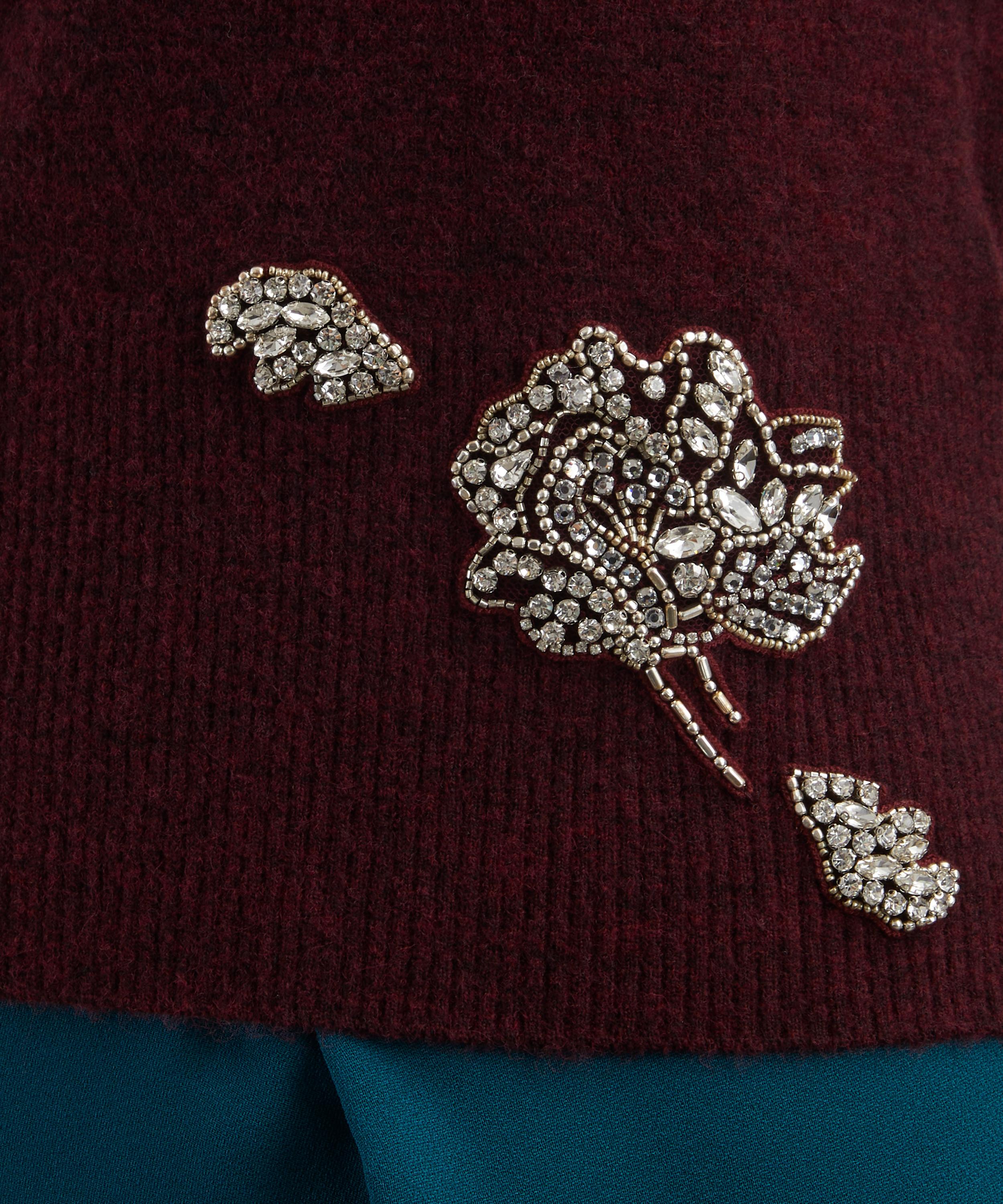 Erdem - Cropped Burgundy Embellished Jumper image number 4