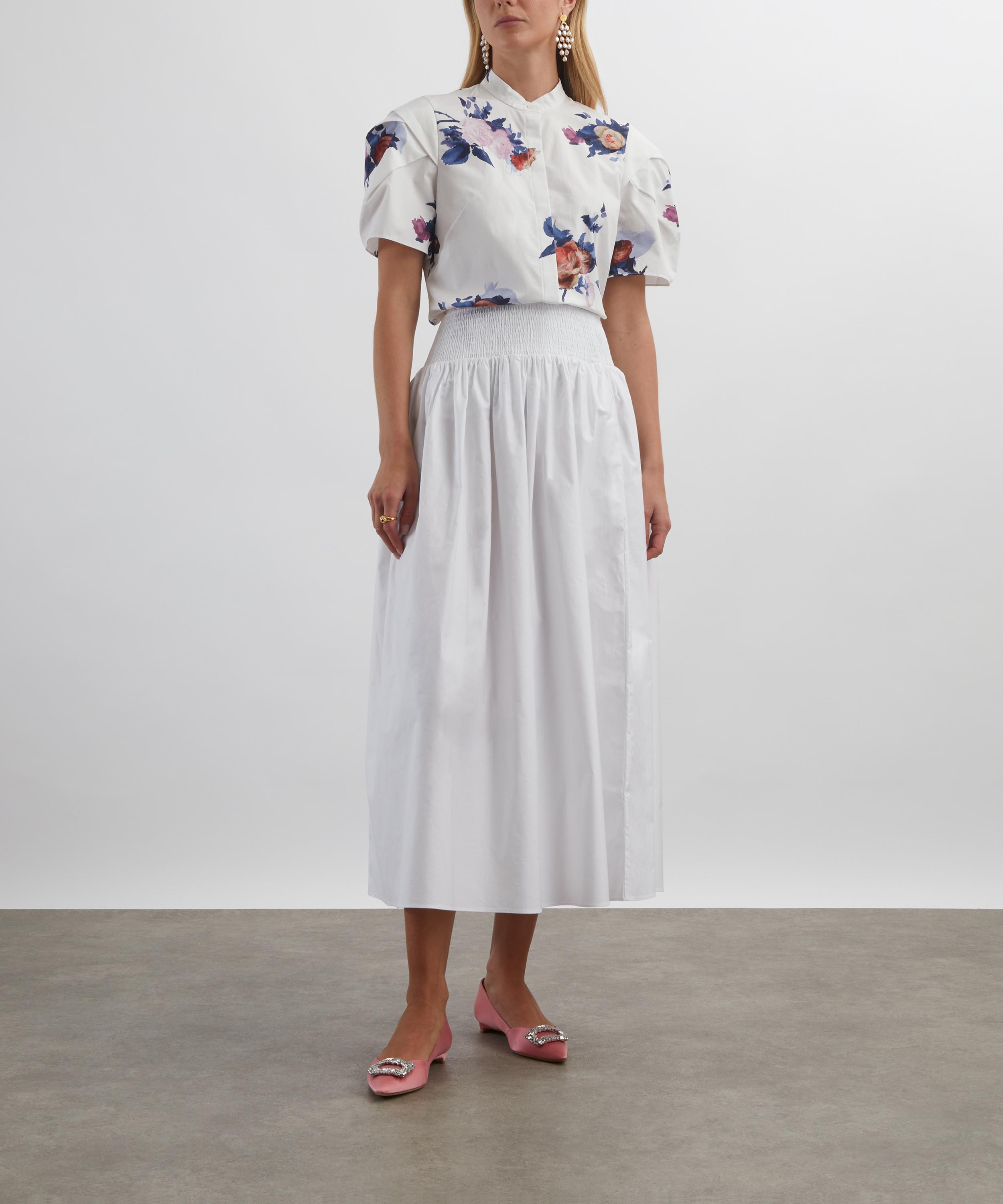 Erdem - Short Sleeve White Rose Top image number 1
