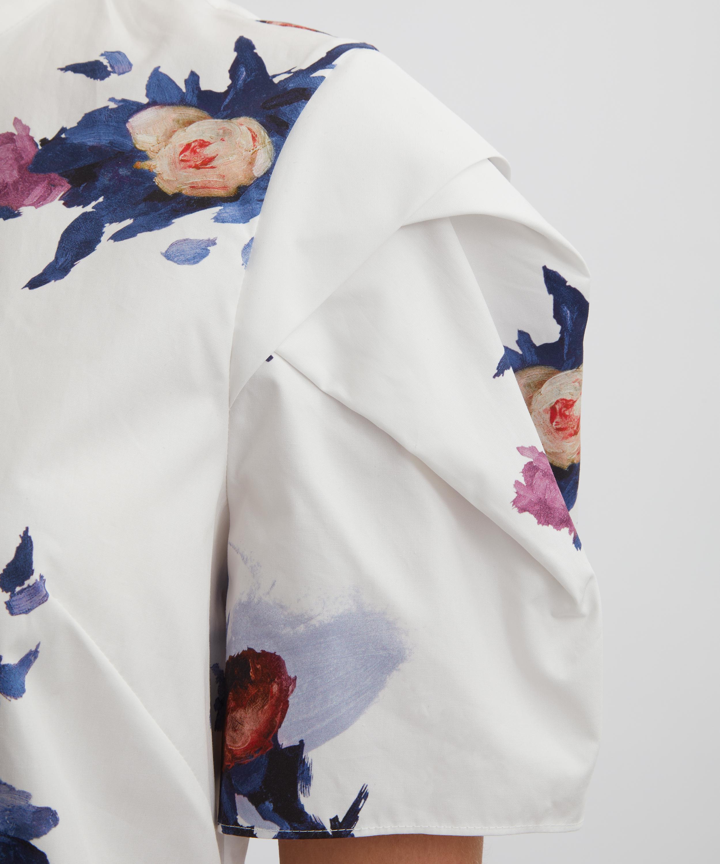 Erdem - Short Sleeve White Rose Top image number 4
