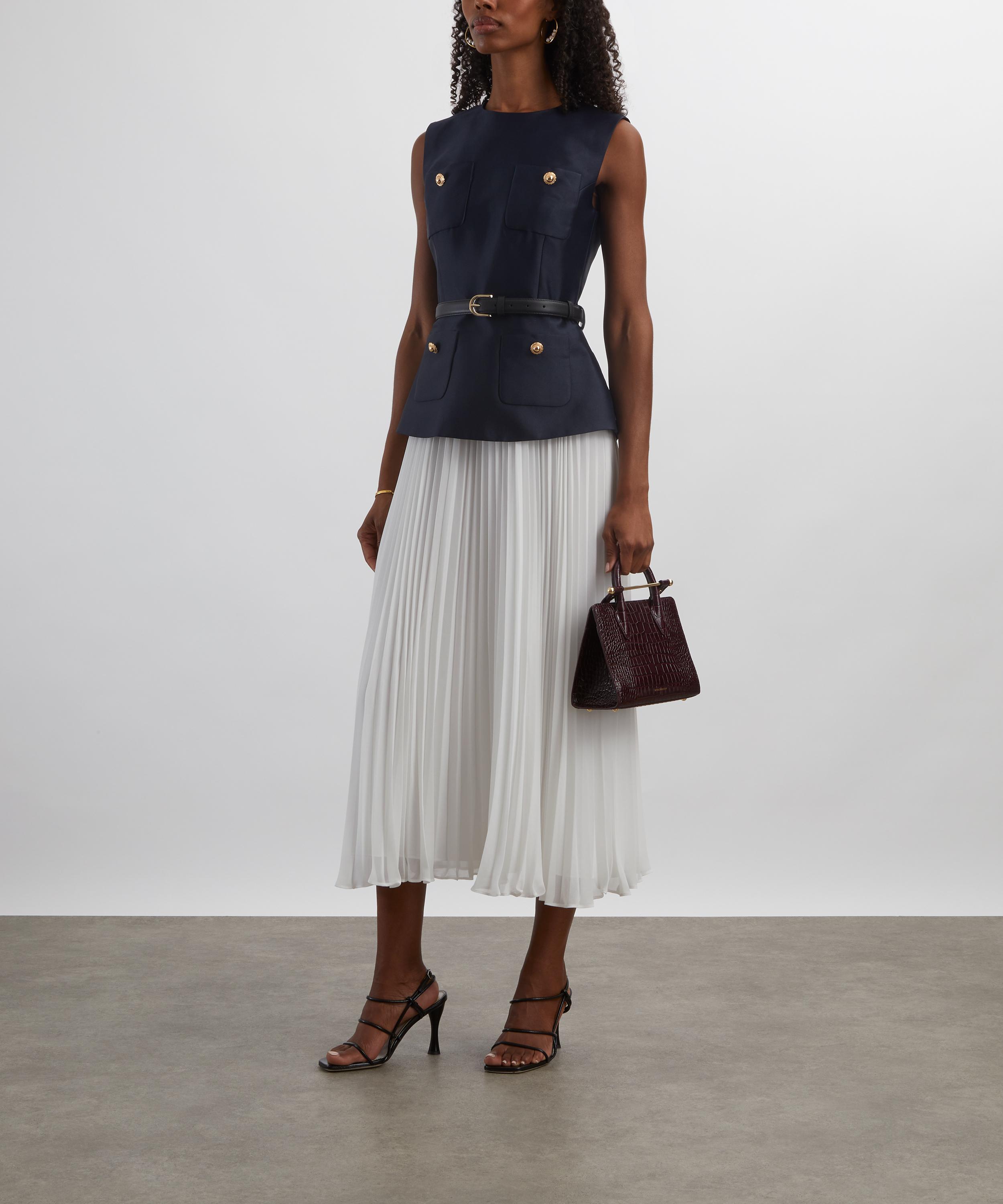 Self-Portrait - Navy Taffeta Midi Dress image number 1