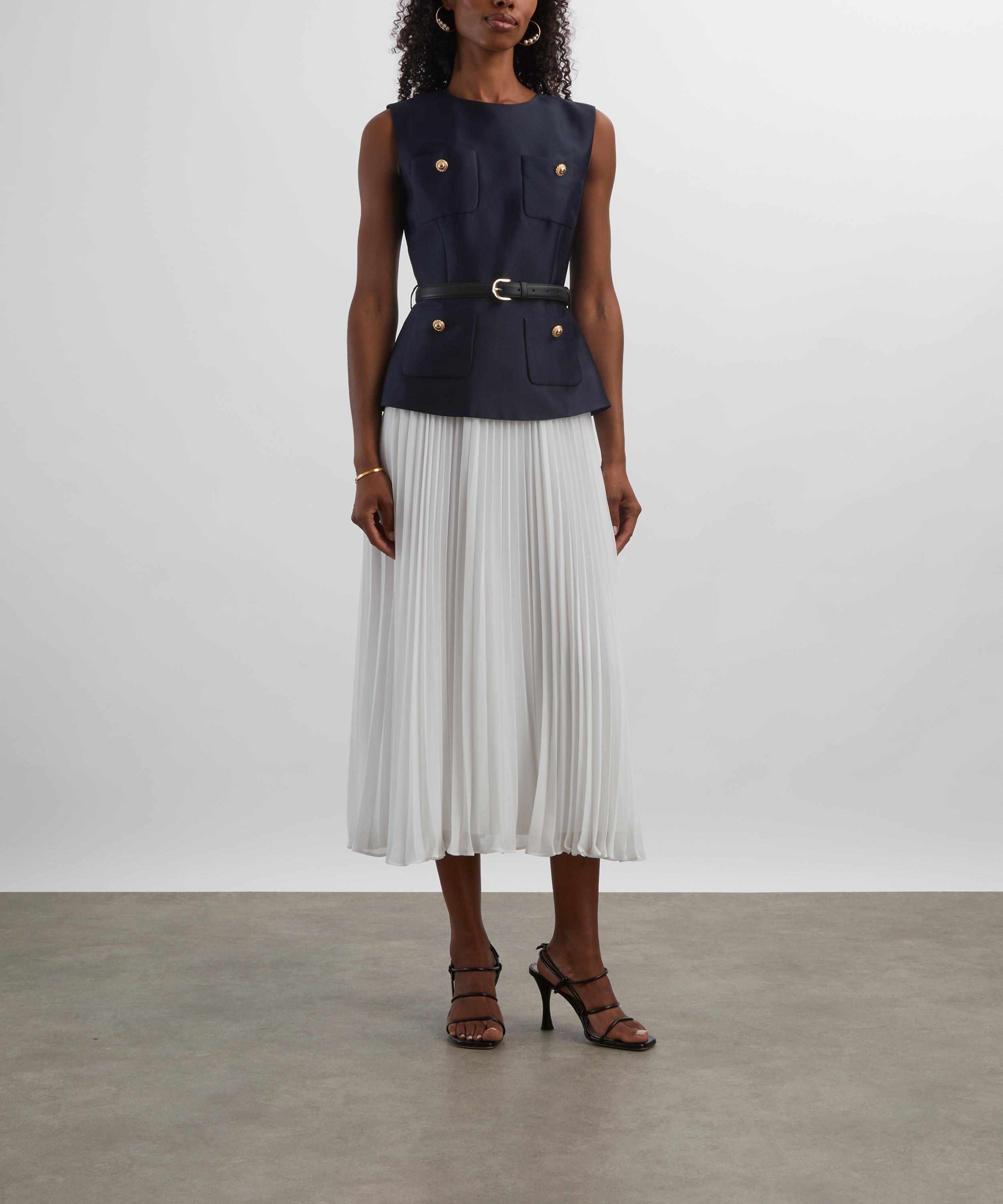 Self-Portrait - Navy Taffeta Midi Dress image number 2