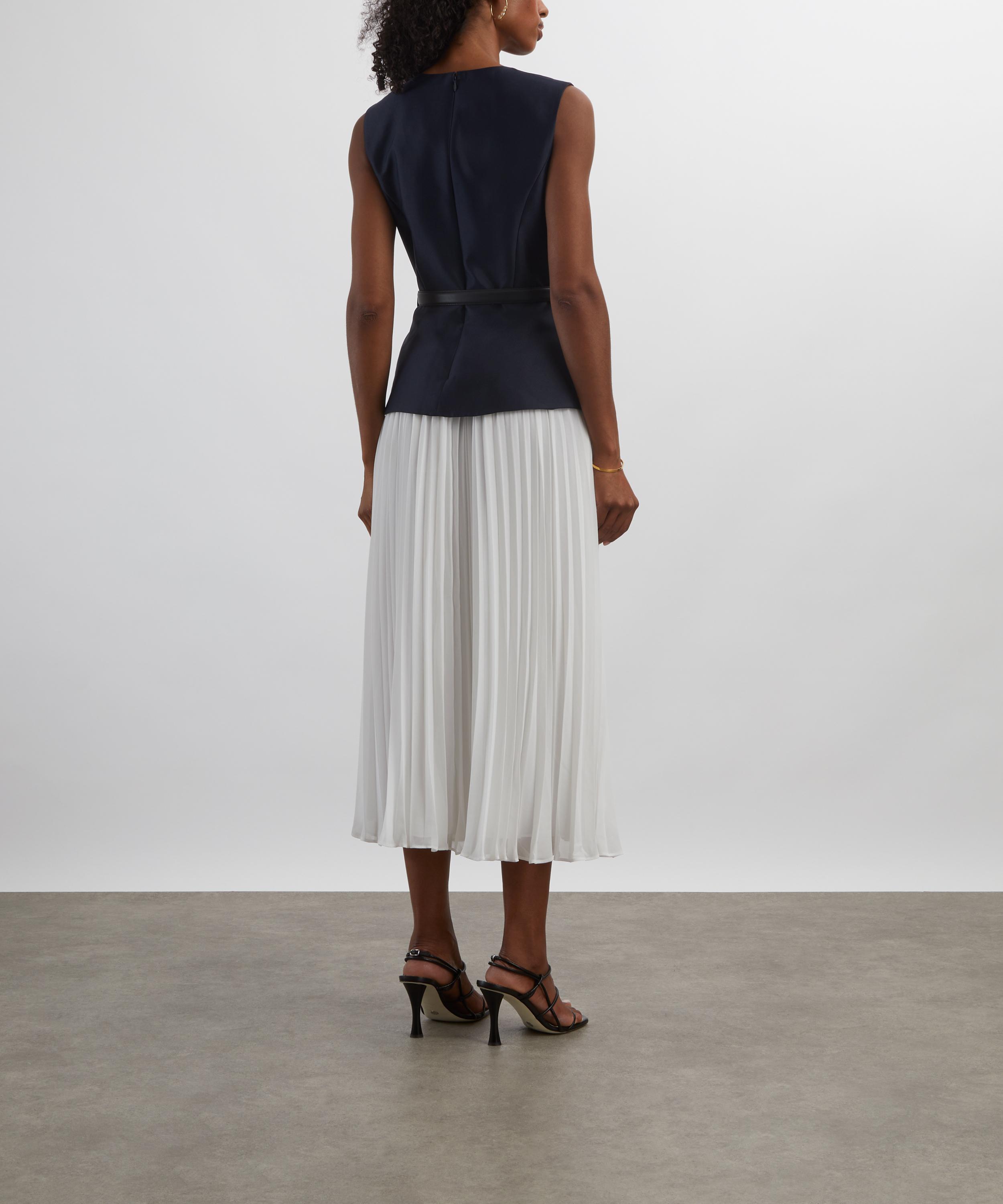 Self-Portrait - Navy Taffeta Midi Dress image number 3
