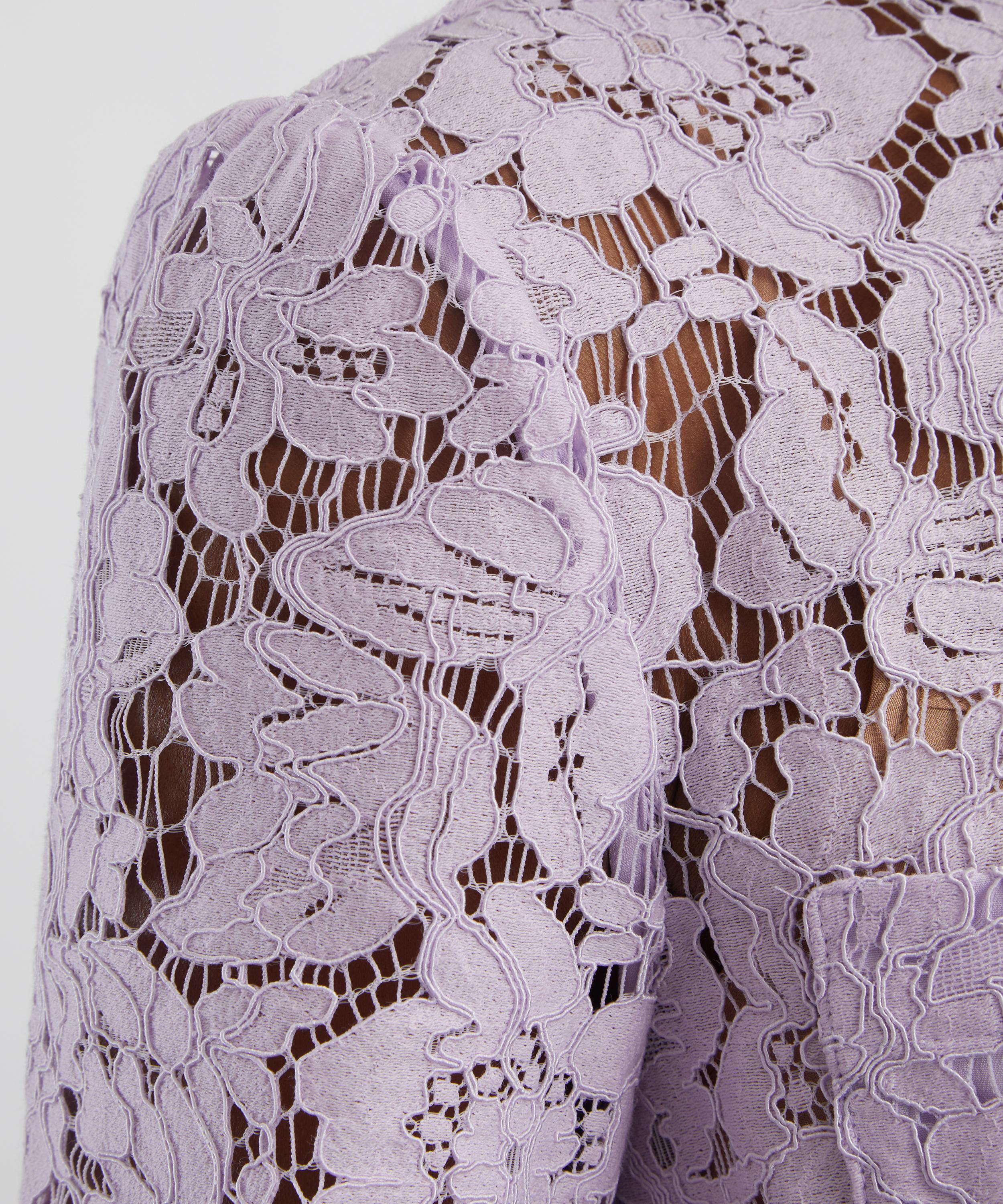 Self-Portrait - Lilac Lace Button Midi Dress image number 4