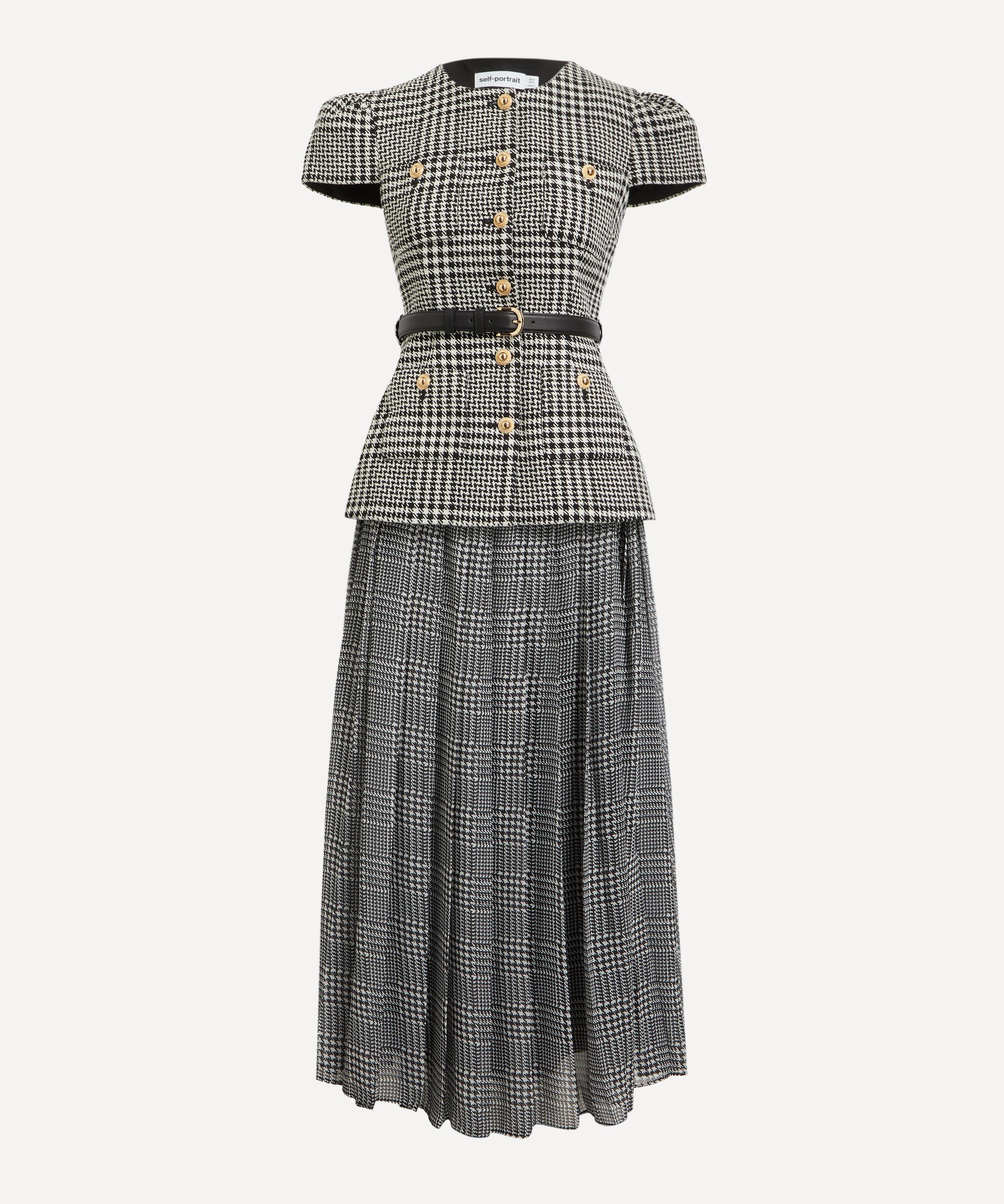 Self-Portrait - Houndstooth Tailored Midi Dress image number 0