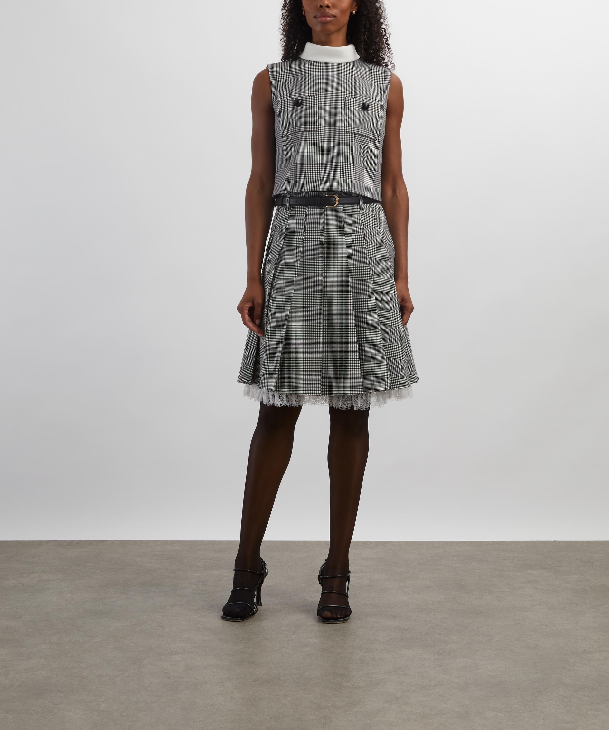 Self-Portrait - Prince of Wales Check Pleated Midi Skirt image number 1