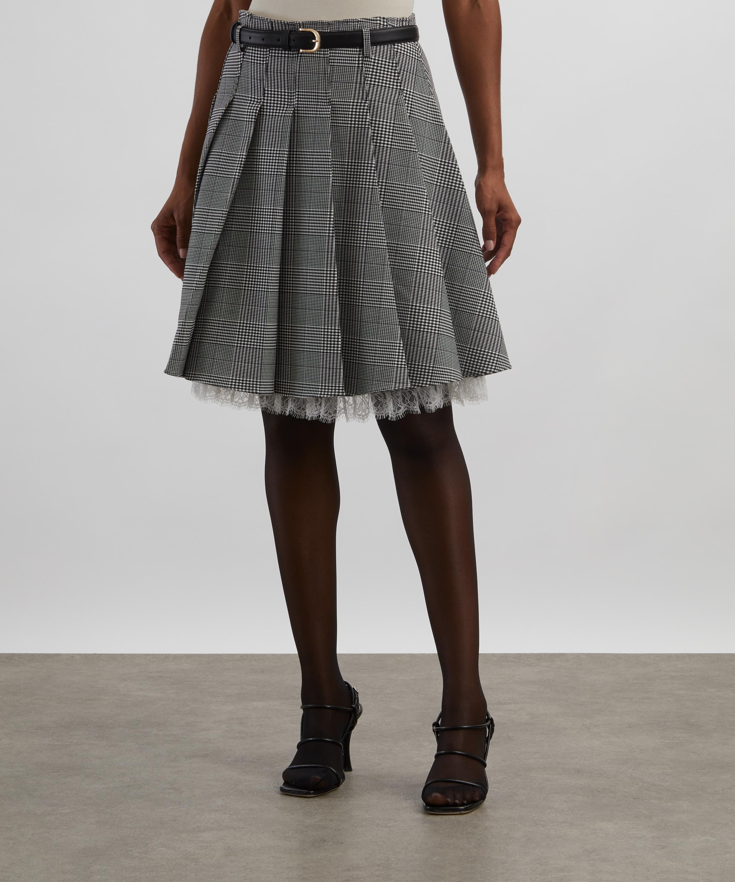 Self-Portrait - Prince of Wales Check Pleated Midi Skirt image number 2