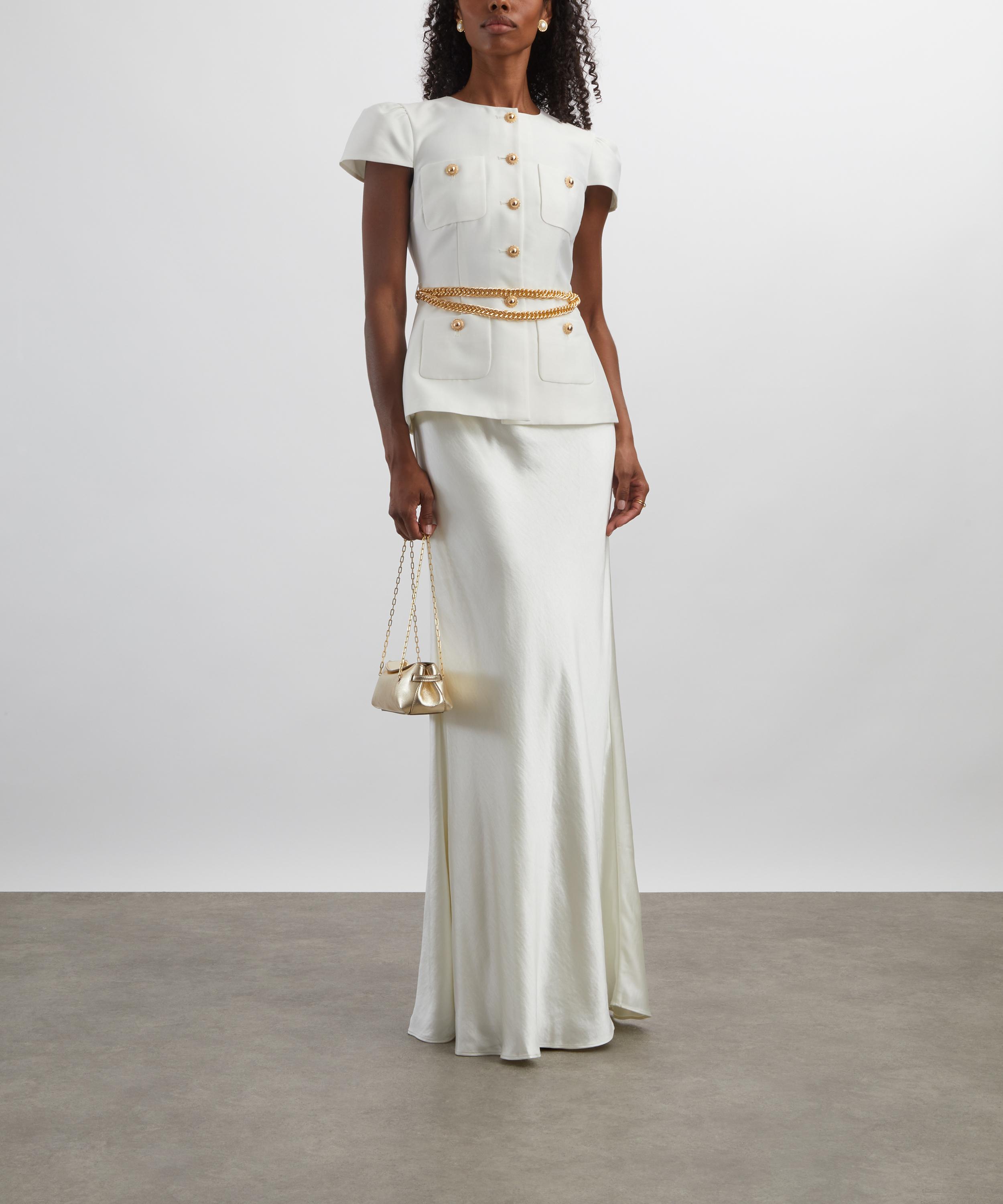 Self-Portrait - Cream Taffeta Chain Maxi Dress image number 1