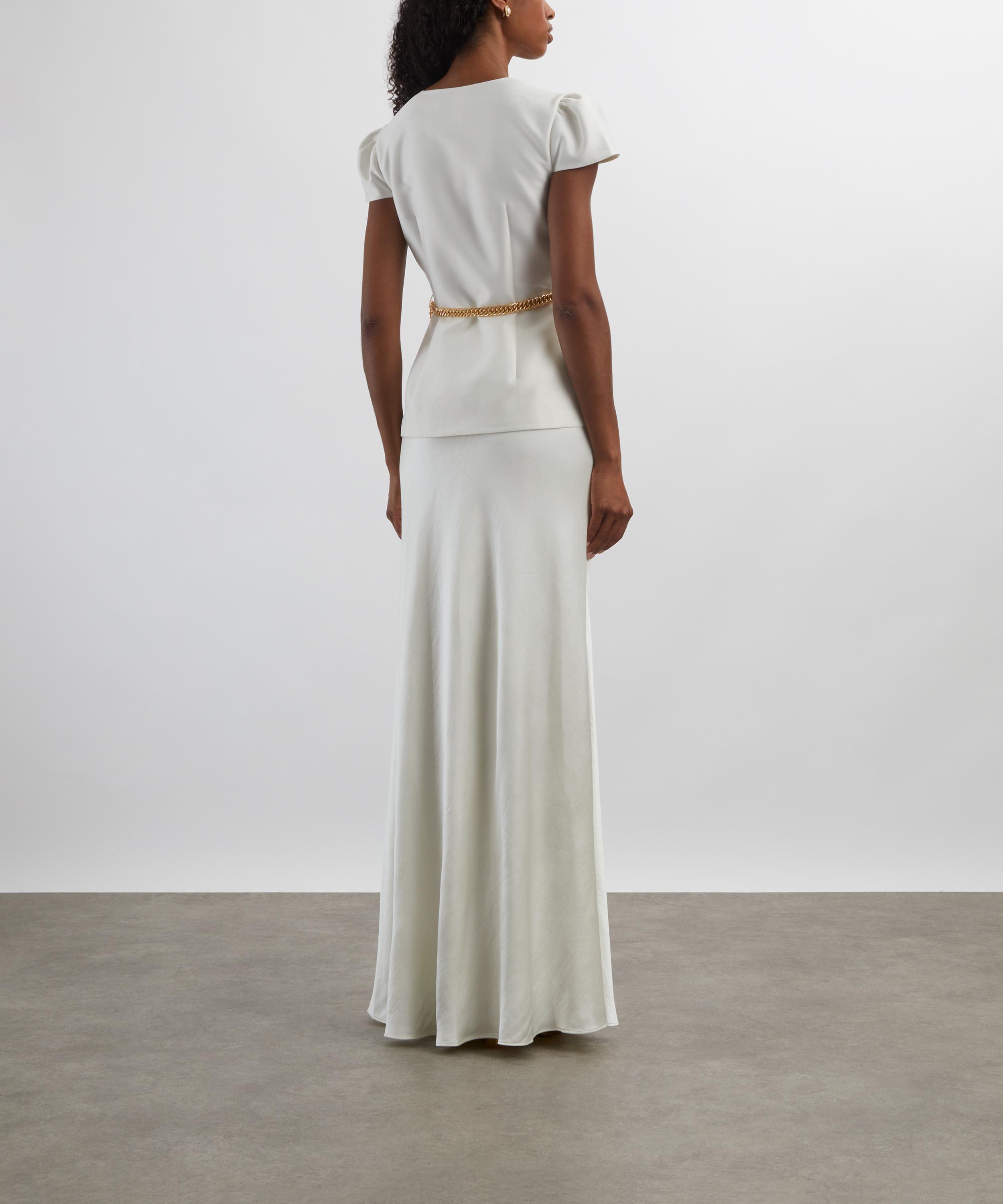 Self-Portrait - Cream Taffeta Chain Maxi Dress image number 3