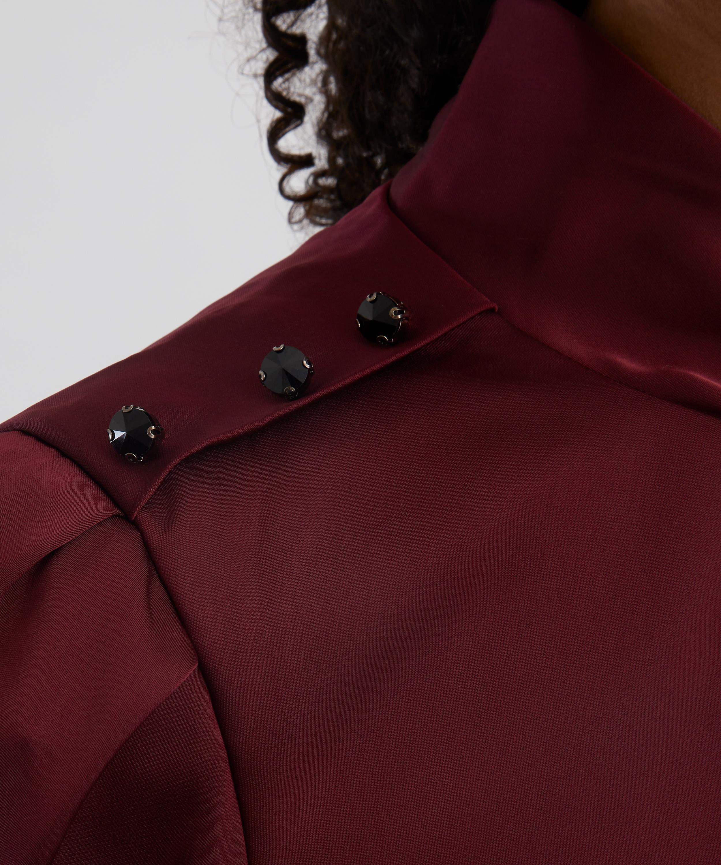 Self-Portrait - Burgundy Satin Midi Dress image number 4