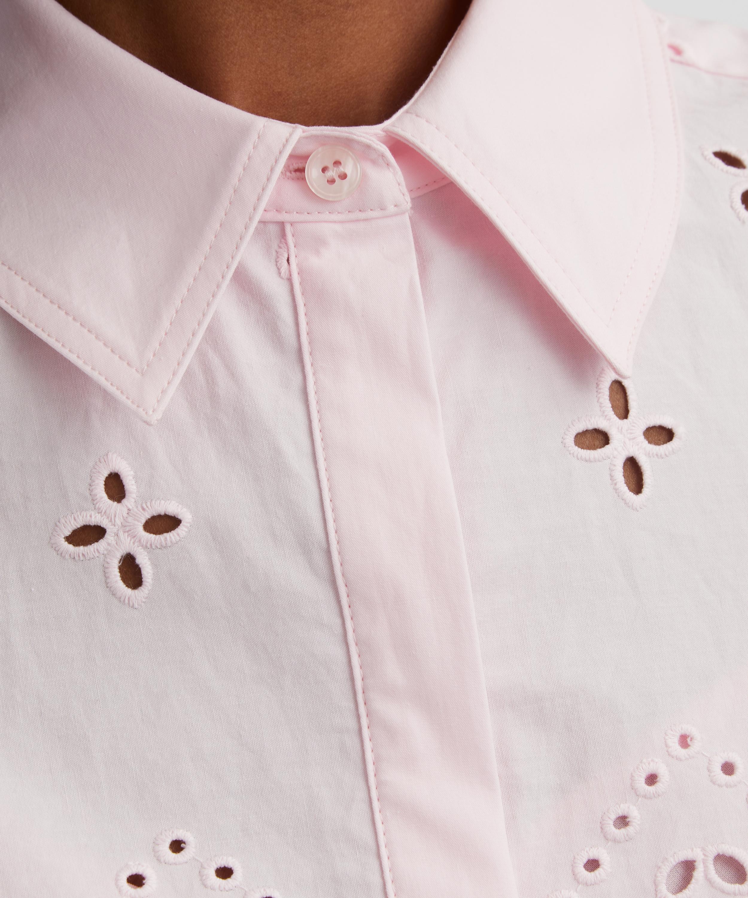 Self-Portrait - Pink Cotton Broderie Mini Dress image number 4