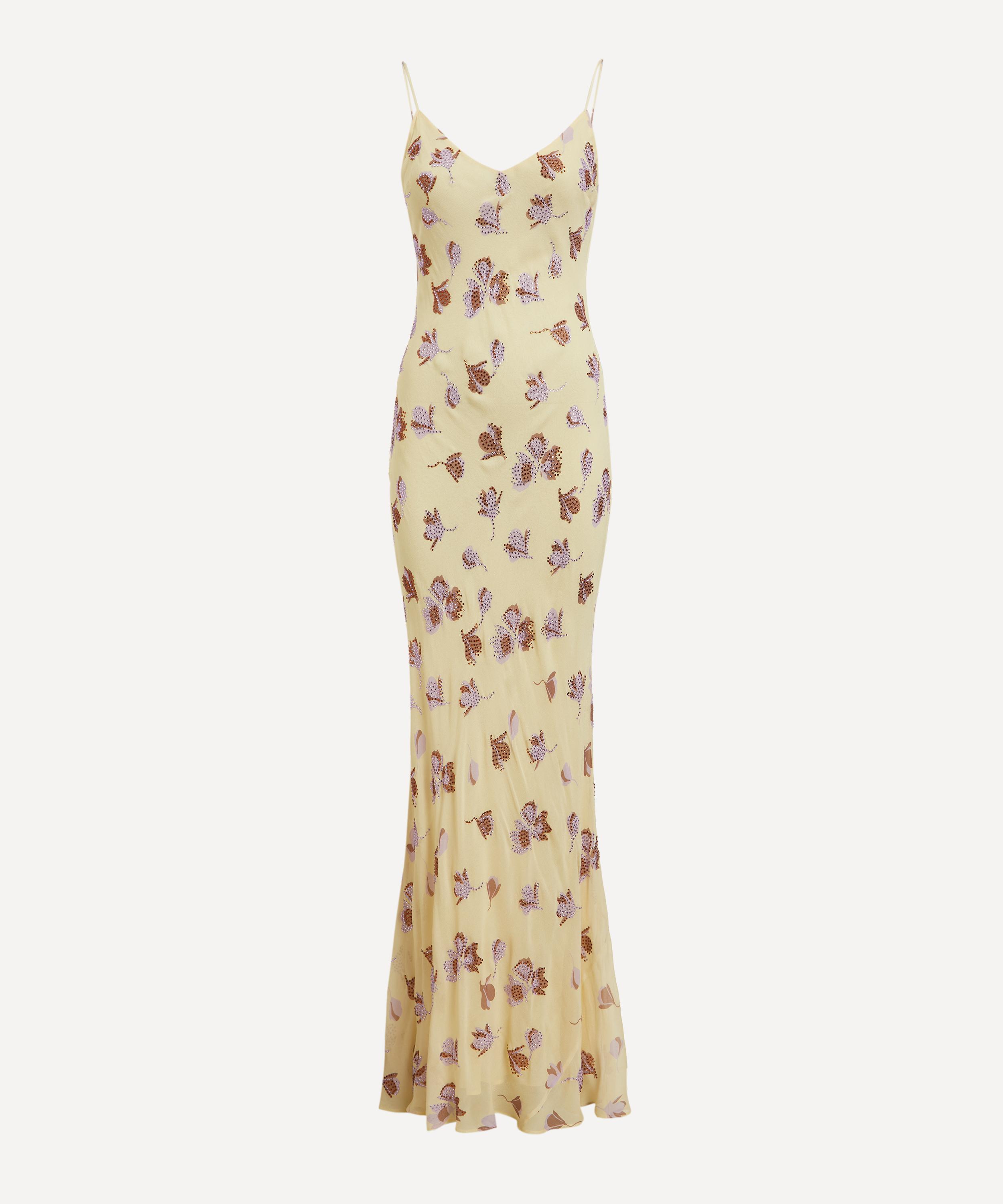 Self-Portrait - Yellow Floral Rhinestone Maxi Dress image number 0