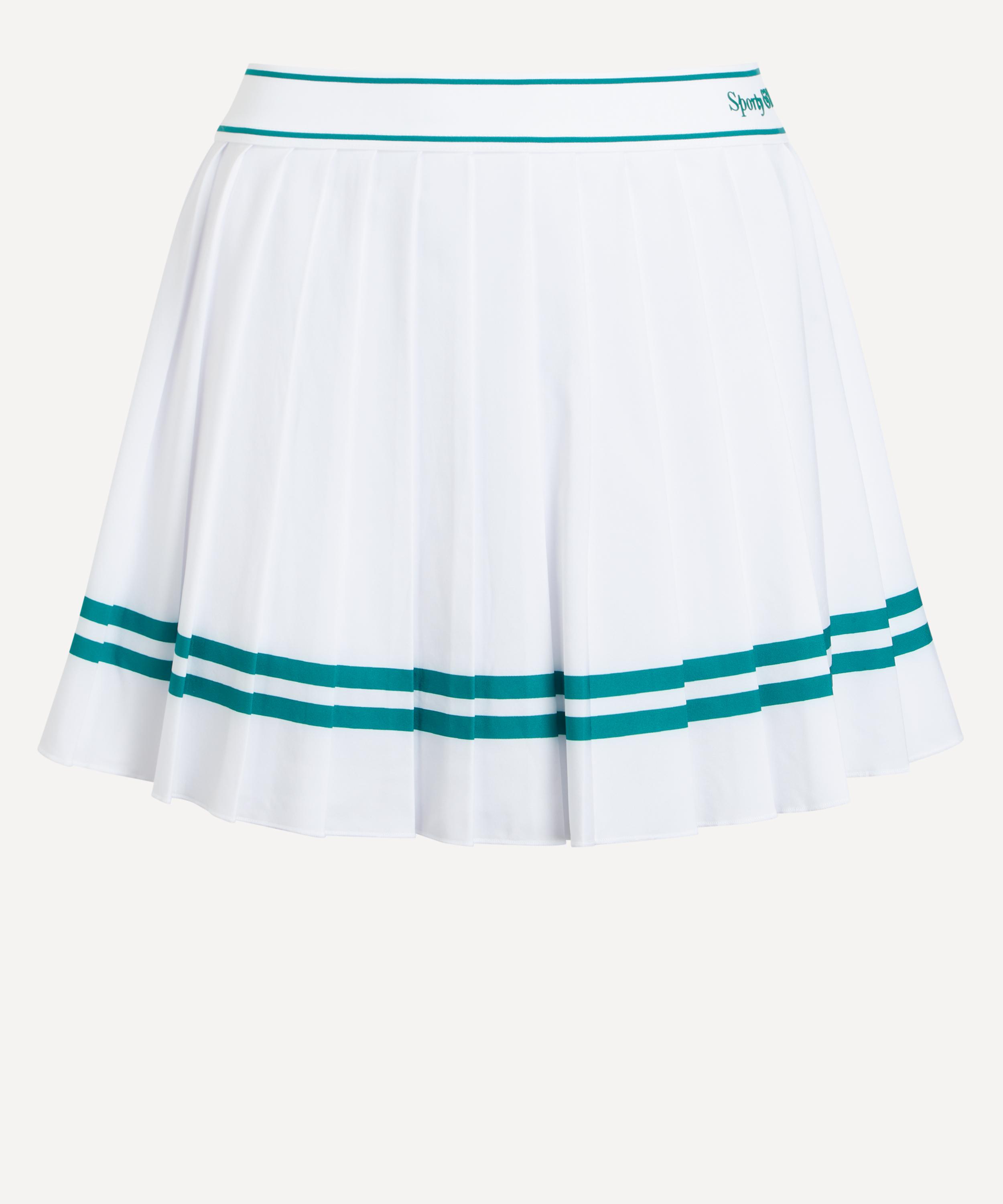 Sporty & Rich - White- Alpine Italic Logo-Pleated Skirt image number 0