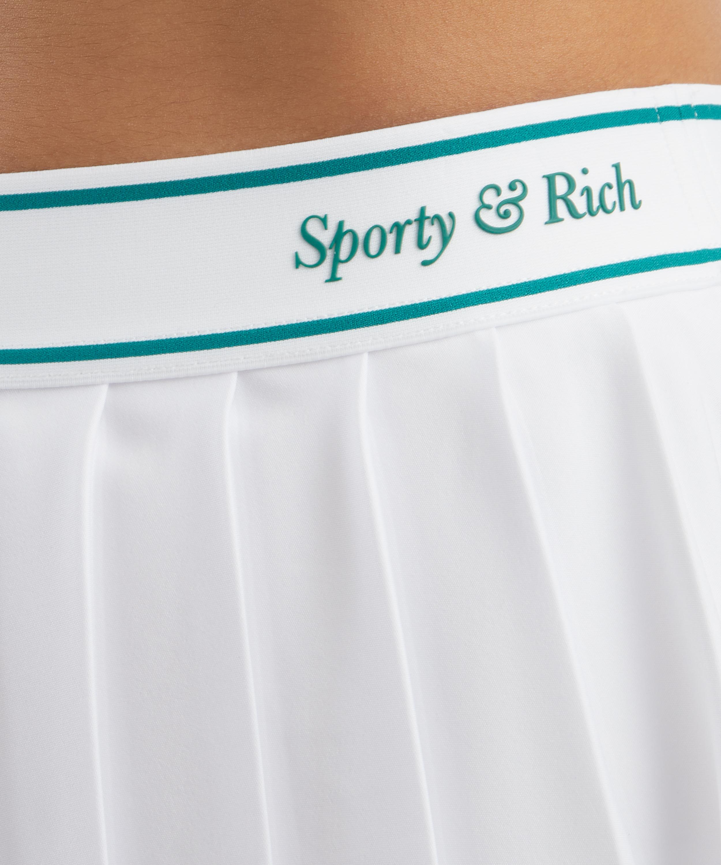 Sporty & Rich - White- Alpine Italic Logo-Pleated Skirt image number 4