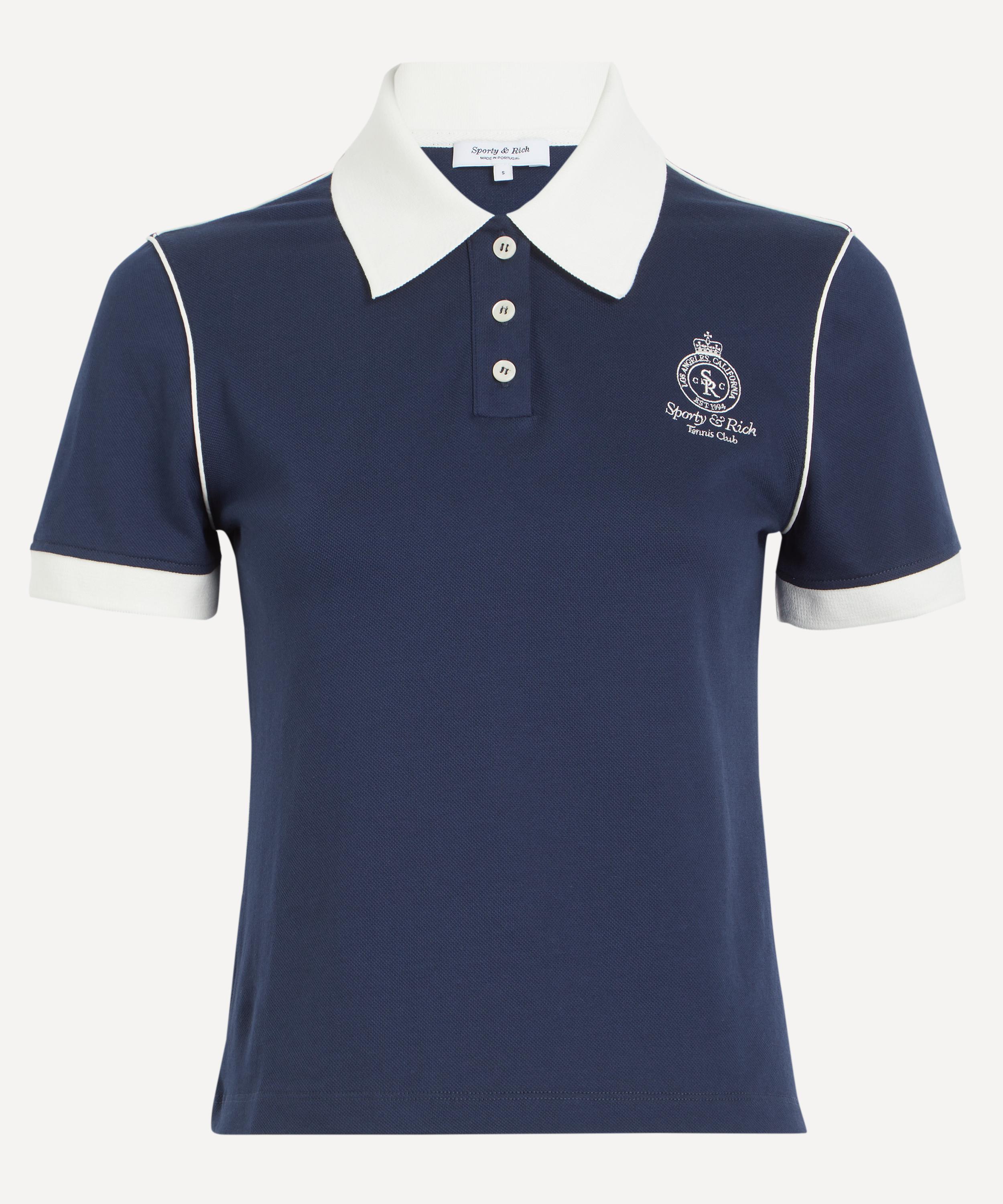 Sporty & Rich - Crown 70s Embroidered Piqué Polo Shirt image number 0