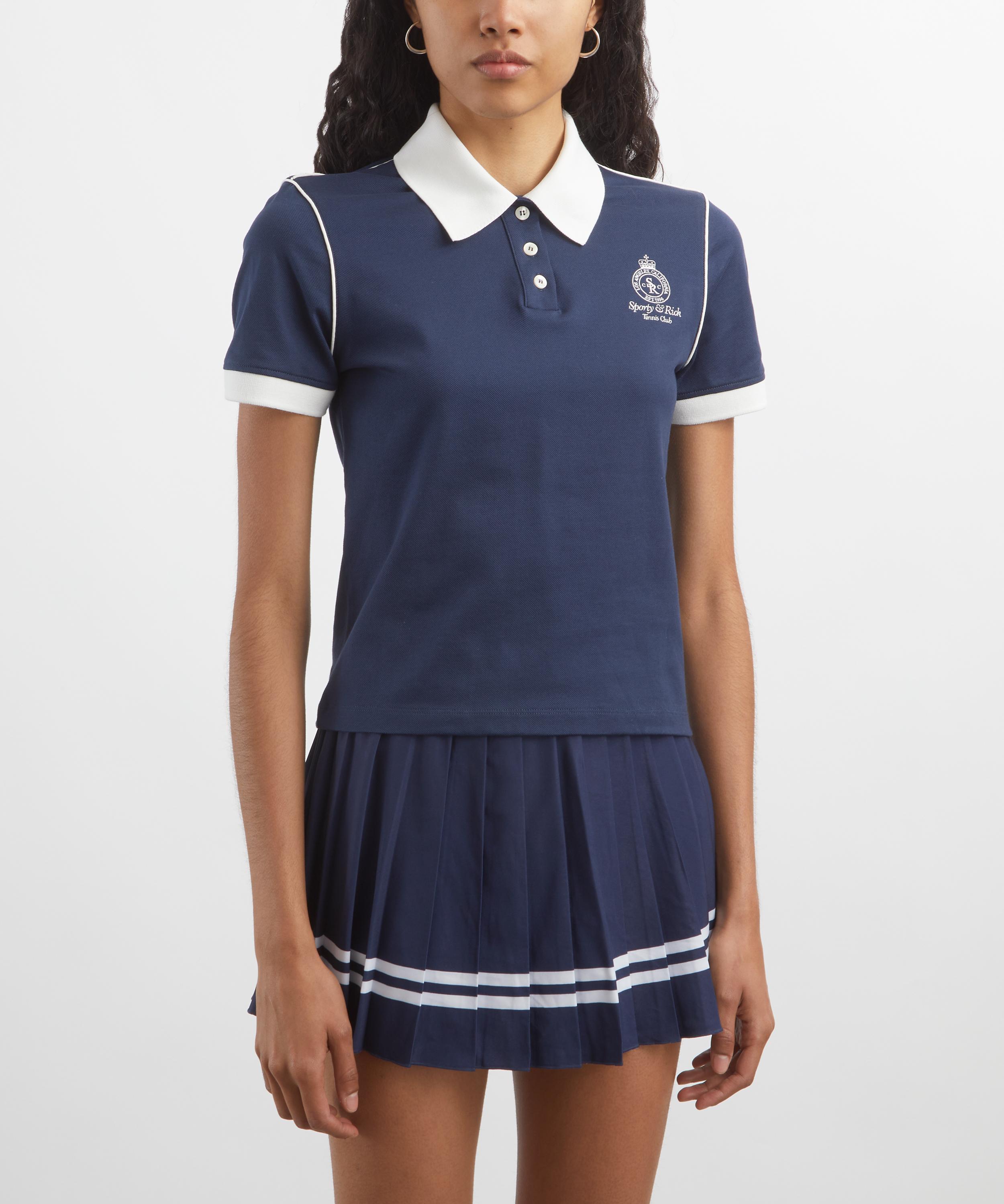 Sporty & Rich - Crown 70s Embroidered Piqué Polo Shirt image number 2