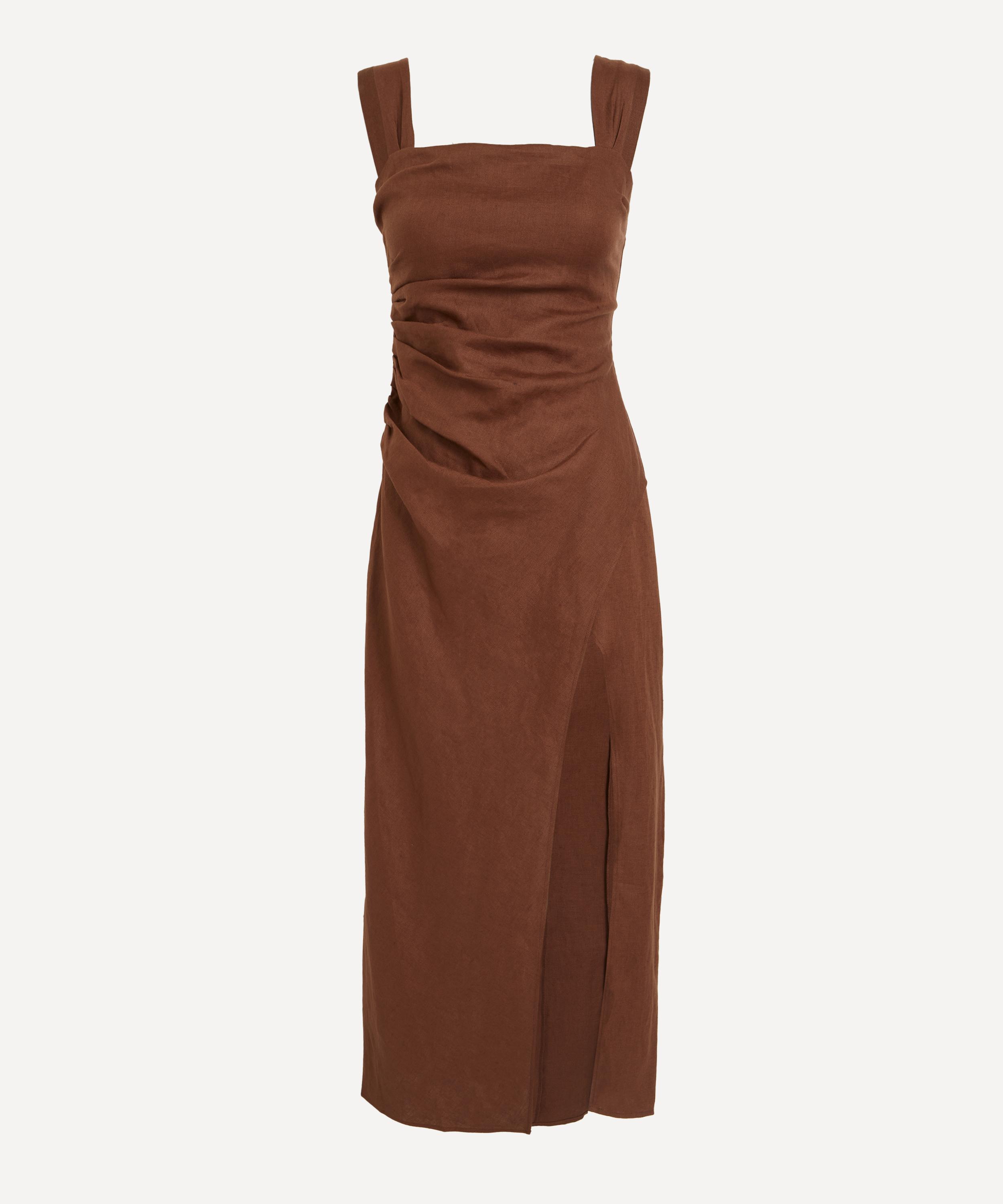 Reformation - Clement Chocolate Cake Linen Dress image number 0