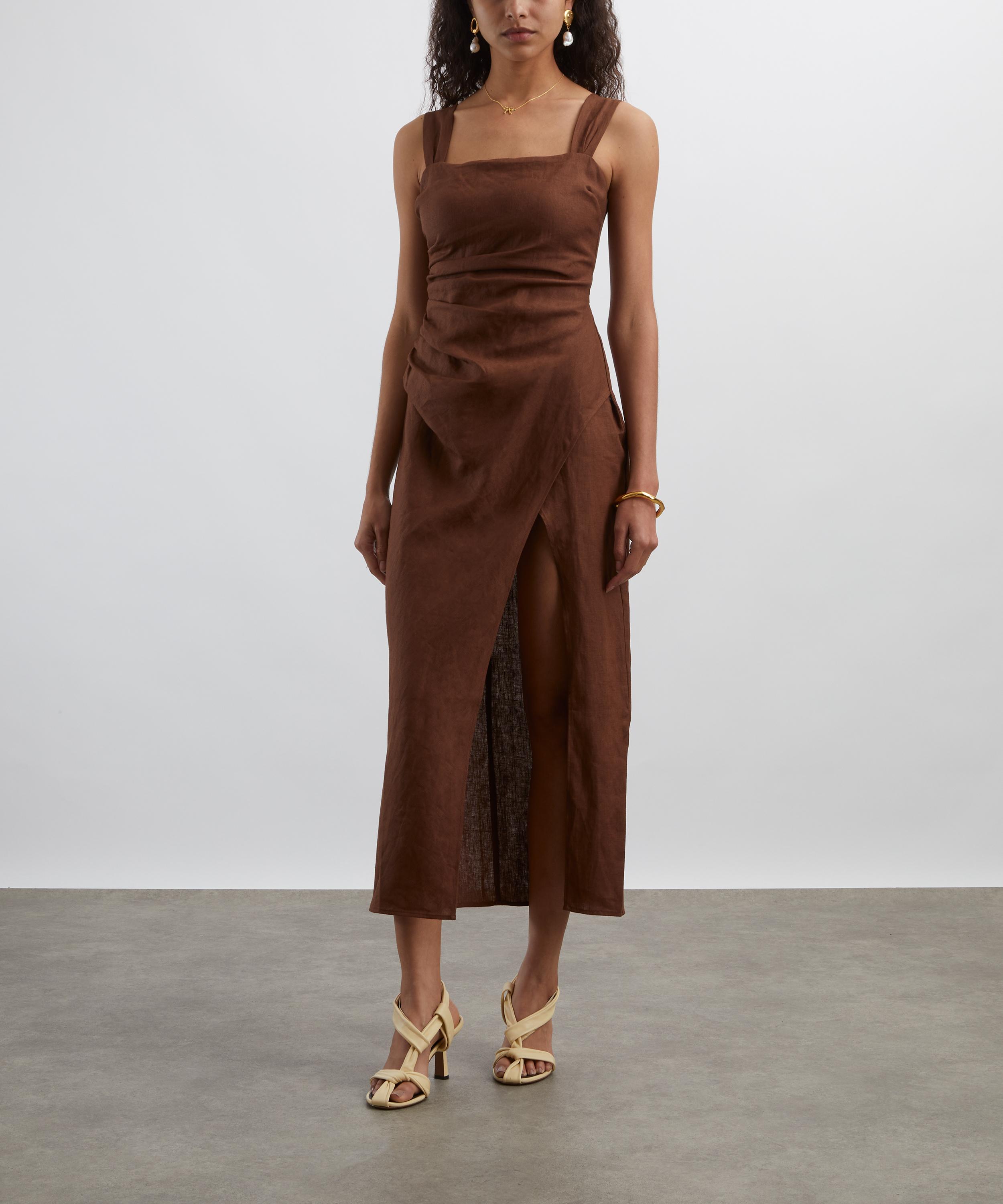 Reformation - Clement Chocolate Cake Linen Dress image number 2