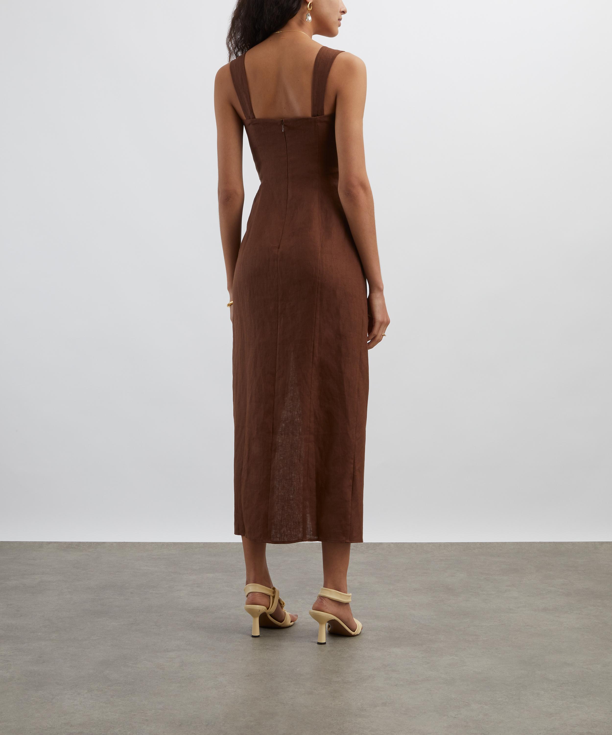 Reformation - Clement Chocolate Cake Linen Dress image number 3