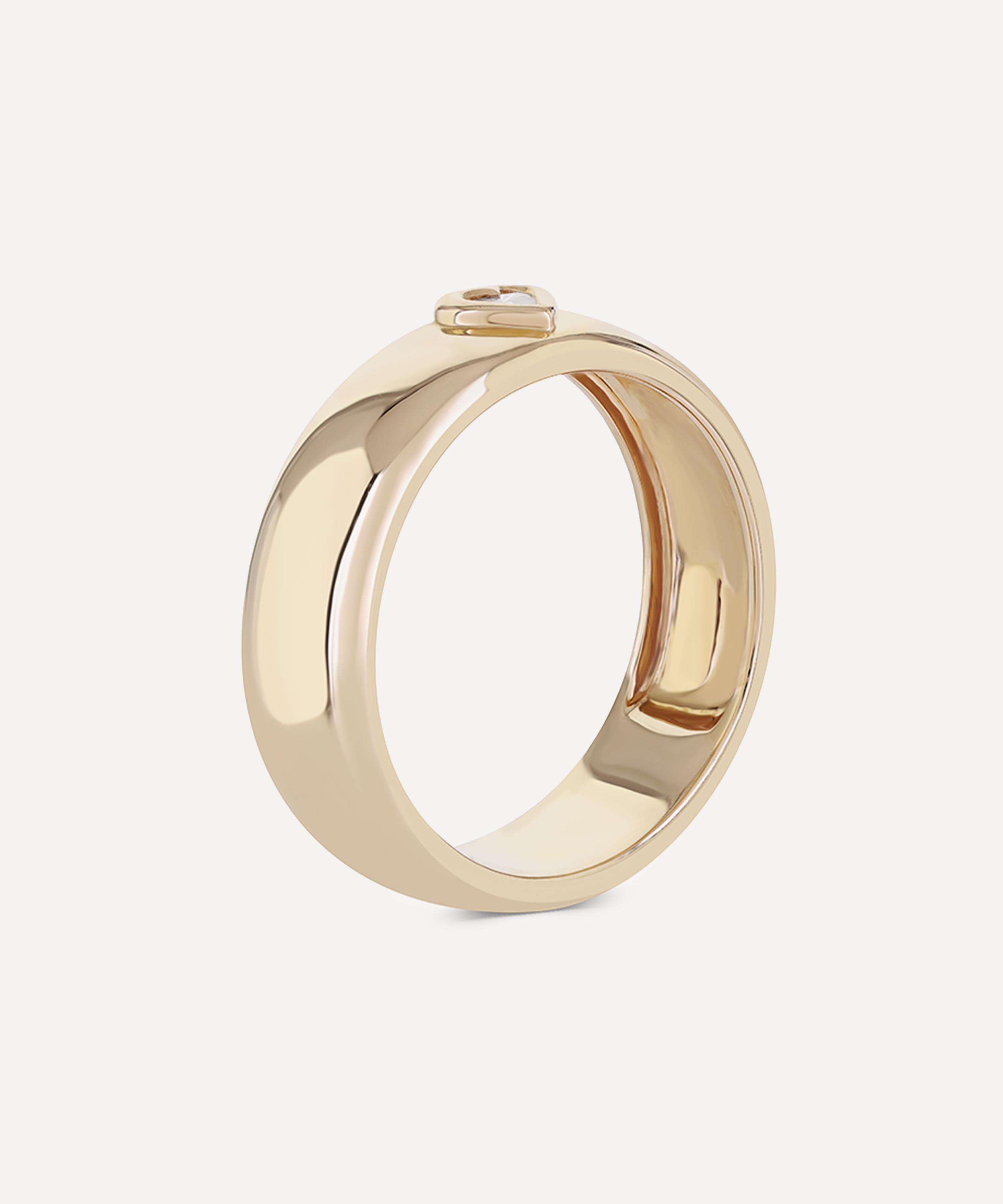 Roxanne First - 14ct Gold Heart Diamond Cigar Band Ring image number 2