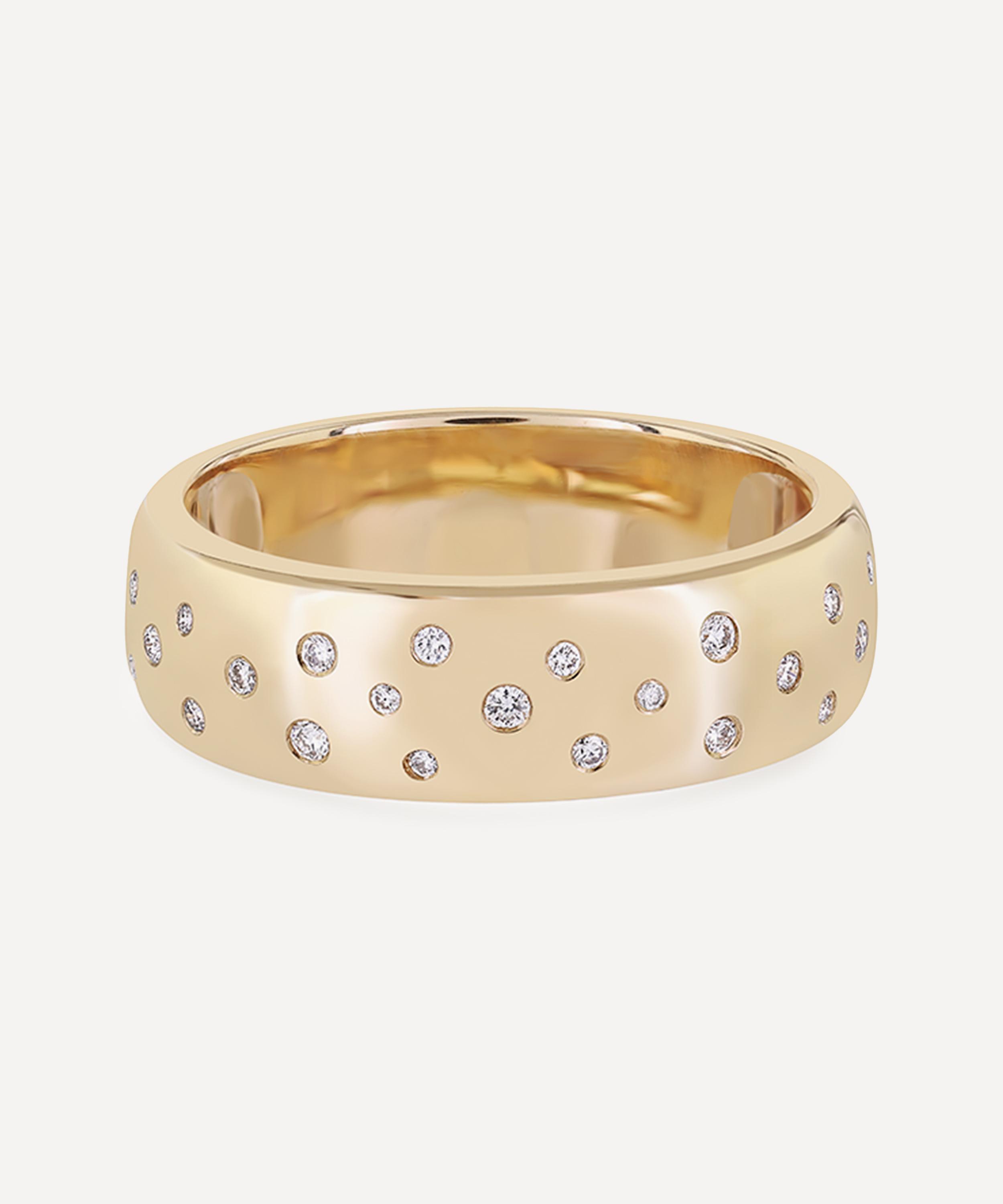 Roxanne First - 14ct Gold Diamond Polka Dot Cigar Band Ring image number 0