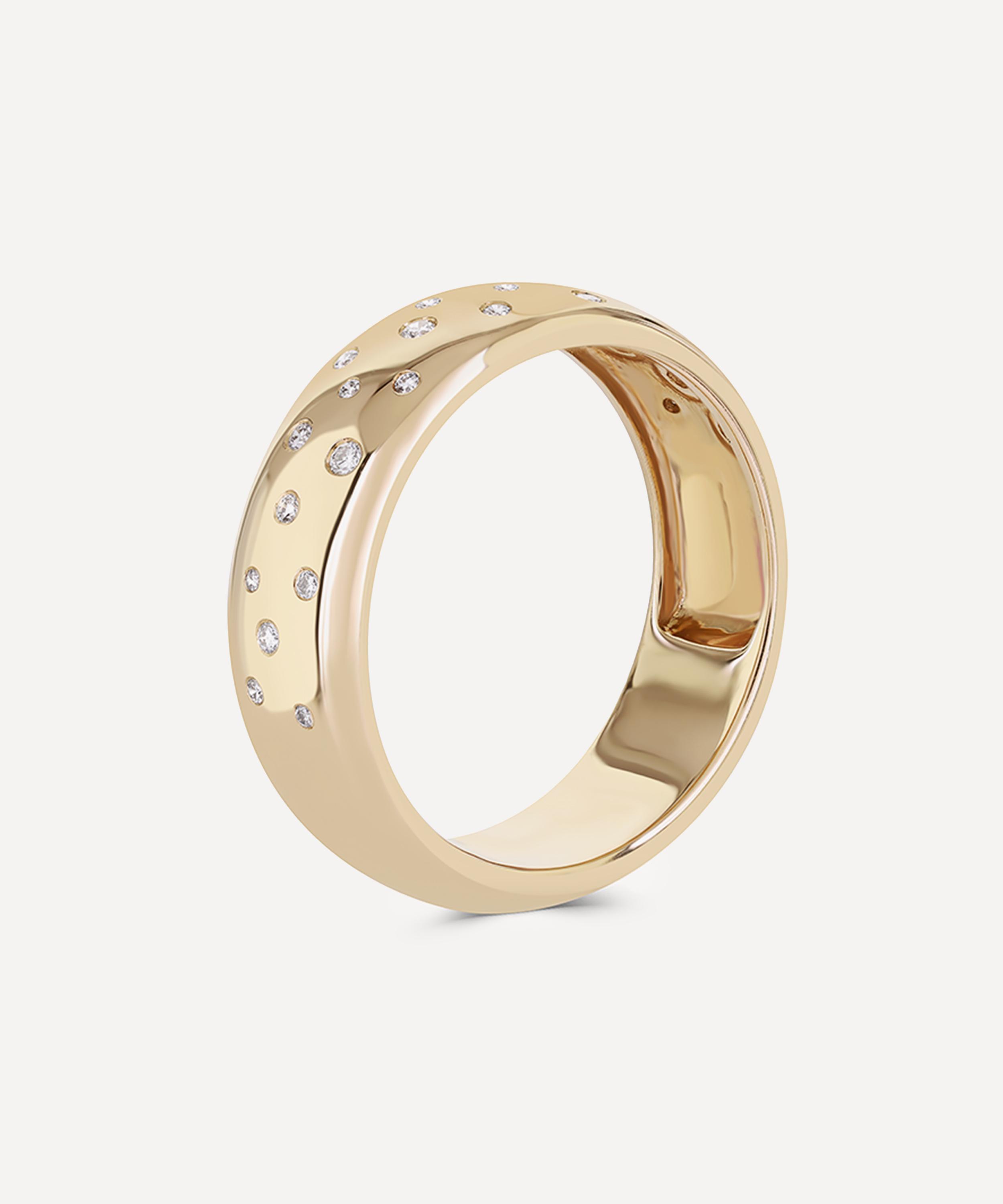 Roxanne First - 14ct Gold Diamond Polka Dot Cigar Band Ring image number 2